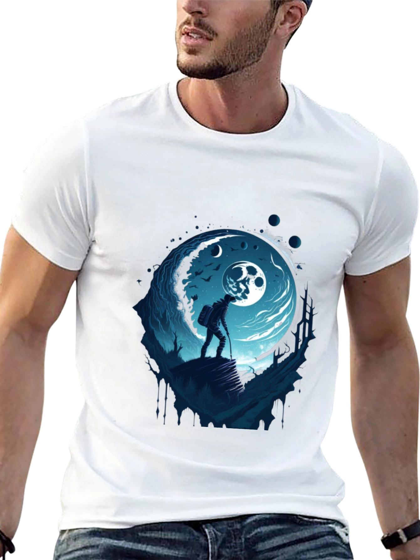 Moonlit Hiker Graphic Tee - Adventure Awaits