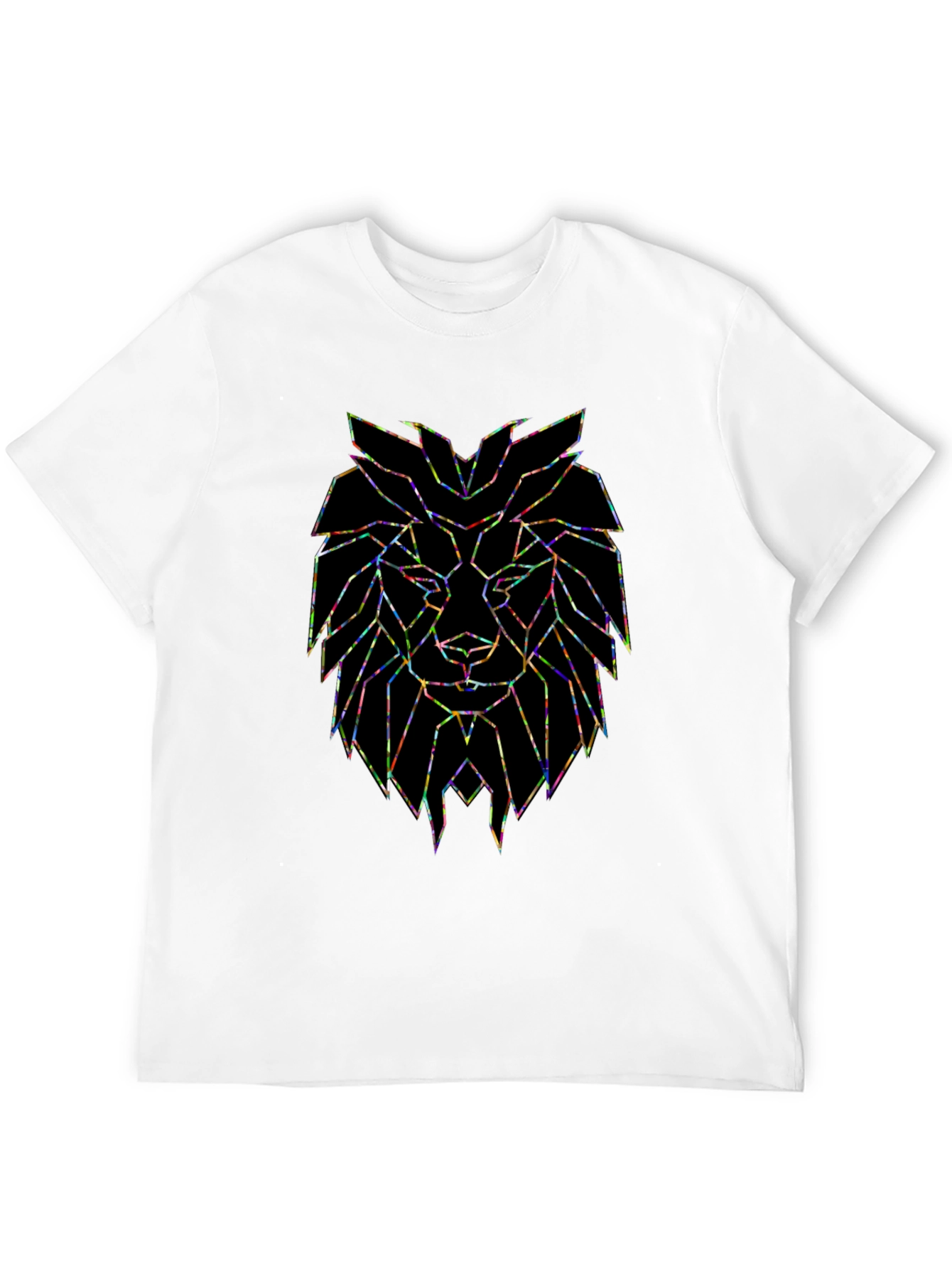 Geometric Lion Graphic Black T-Shirt
