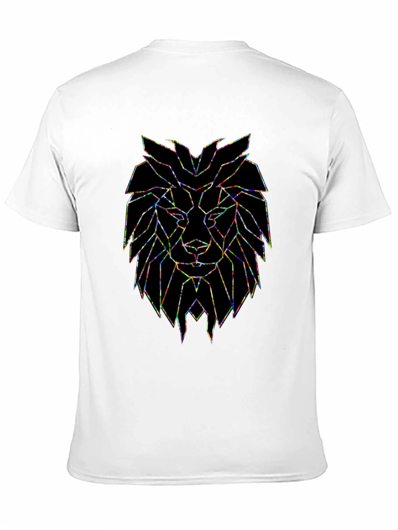Geometric Lion Graphic Black T-Shirt