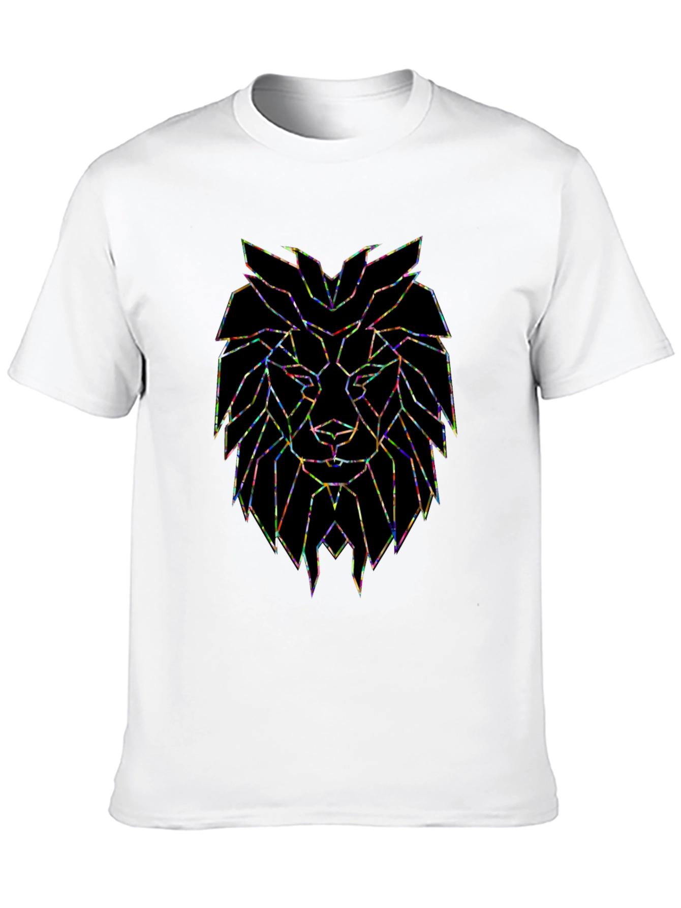 Geometric Lion Graphic Black T-Shirt