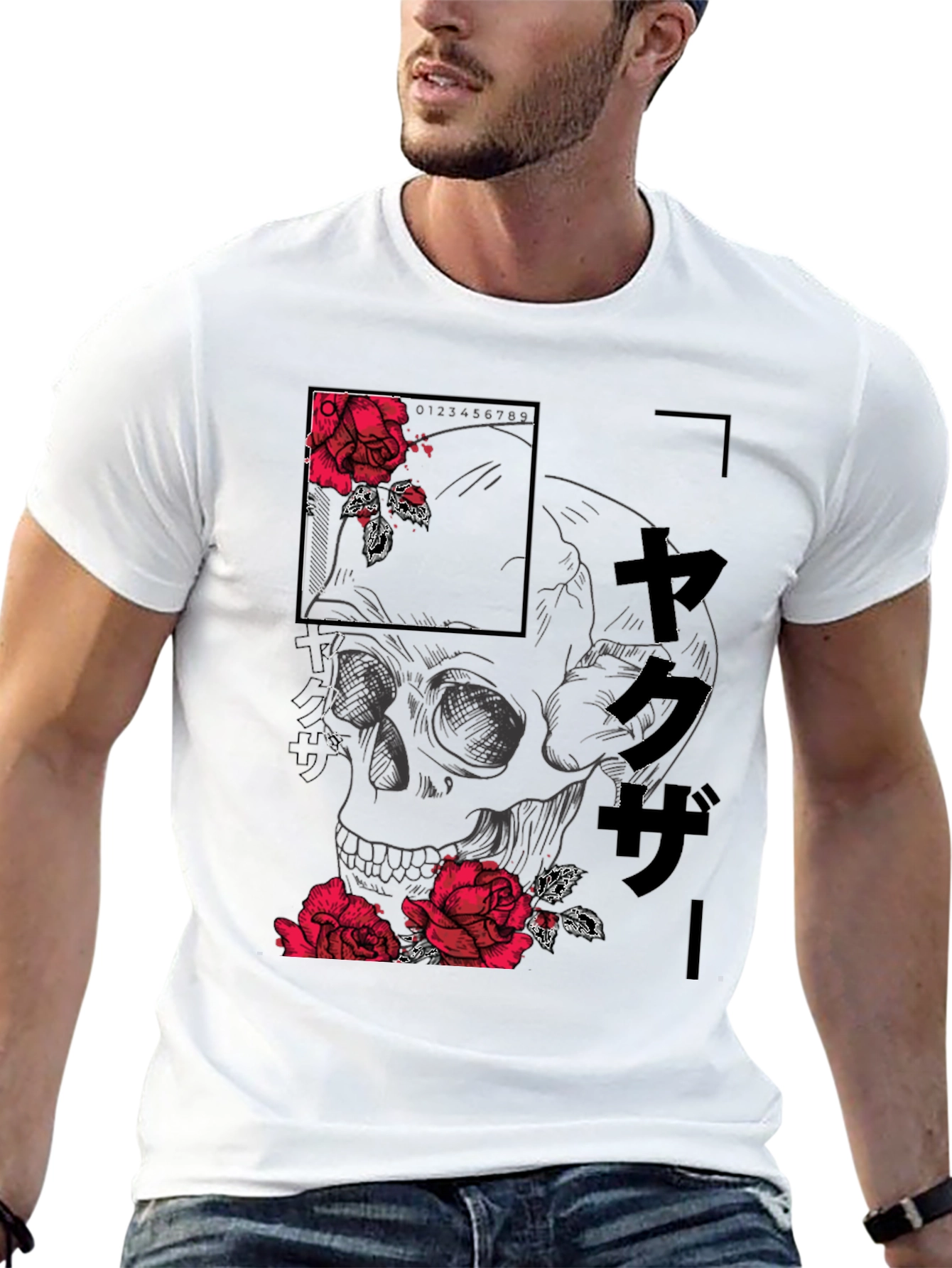 Skull & Roses Graphic Print Tee