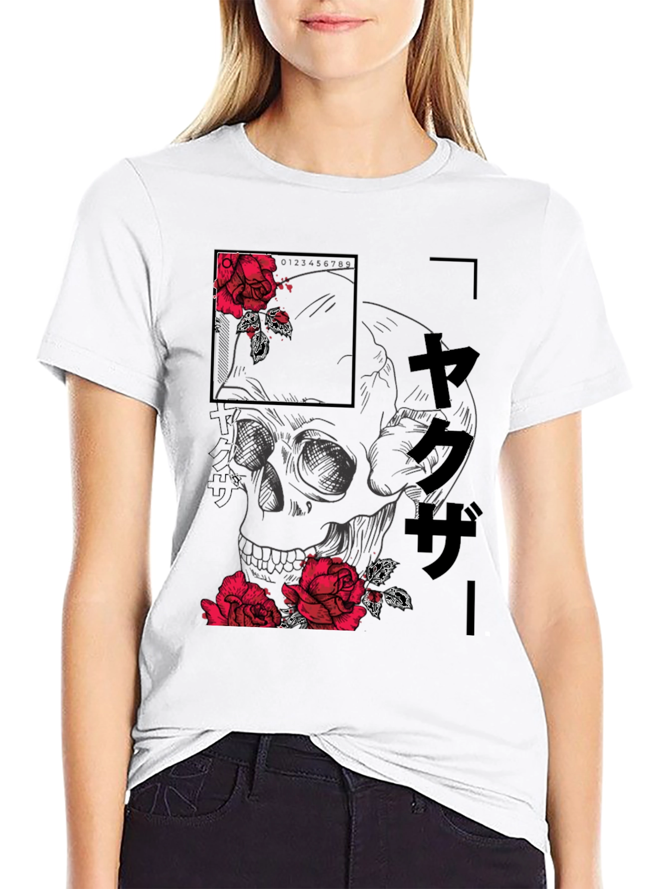Skull & Roses Graphic Print Tee