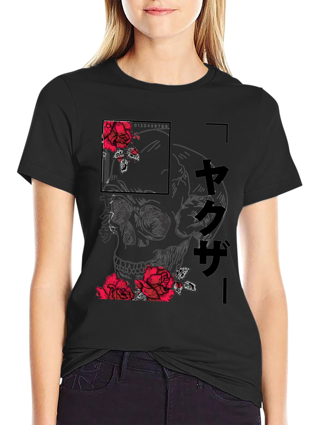 Skull & Roses Graphic Print Tee
