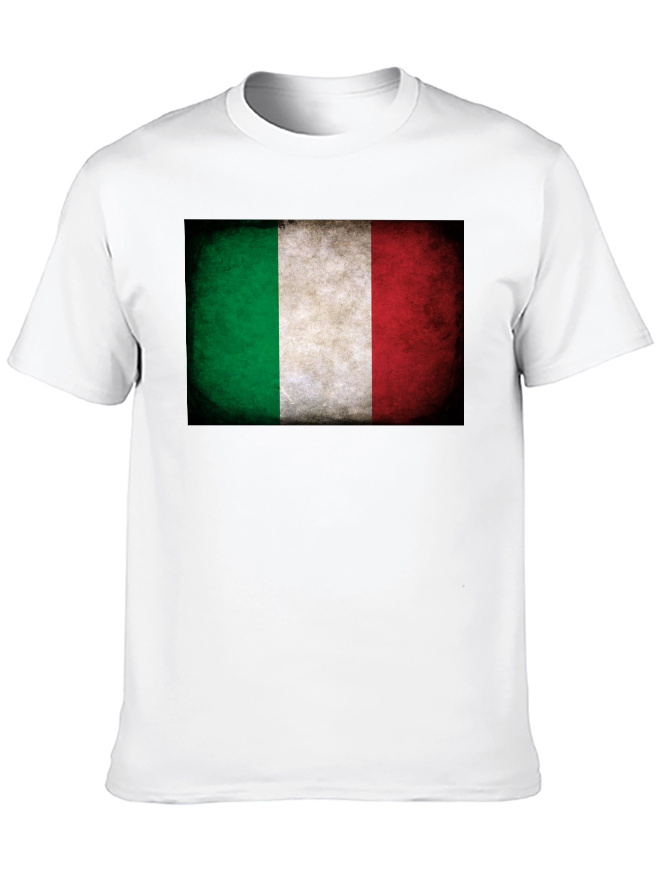 Italian Flag Grunge Graphic Tee - Black Cotton T-Shirt