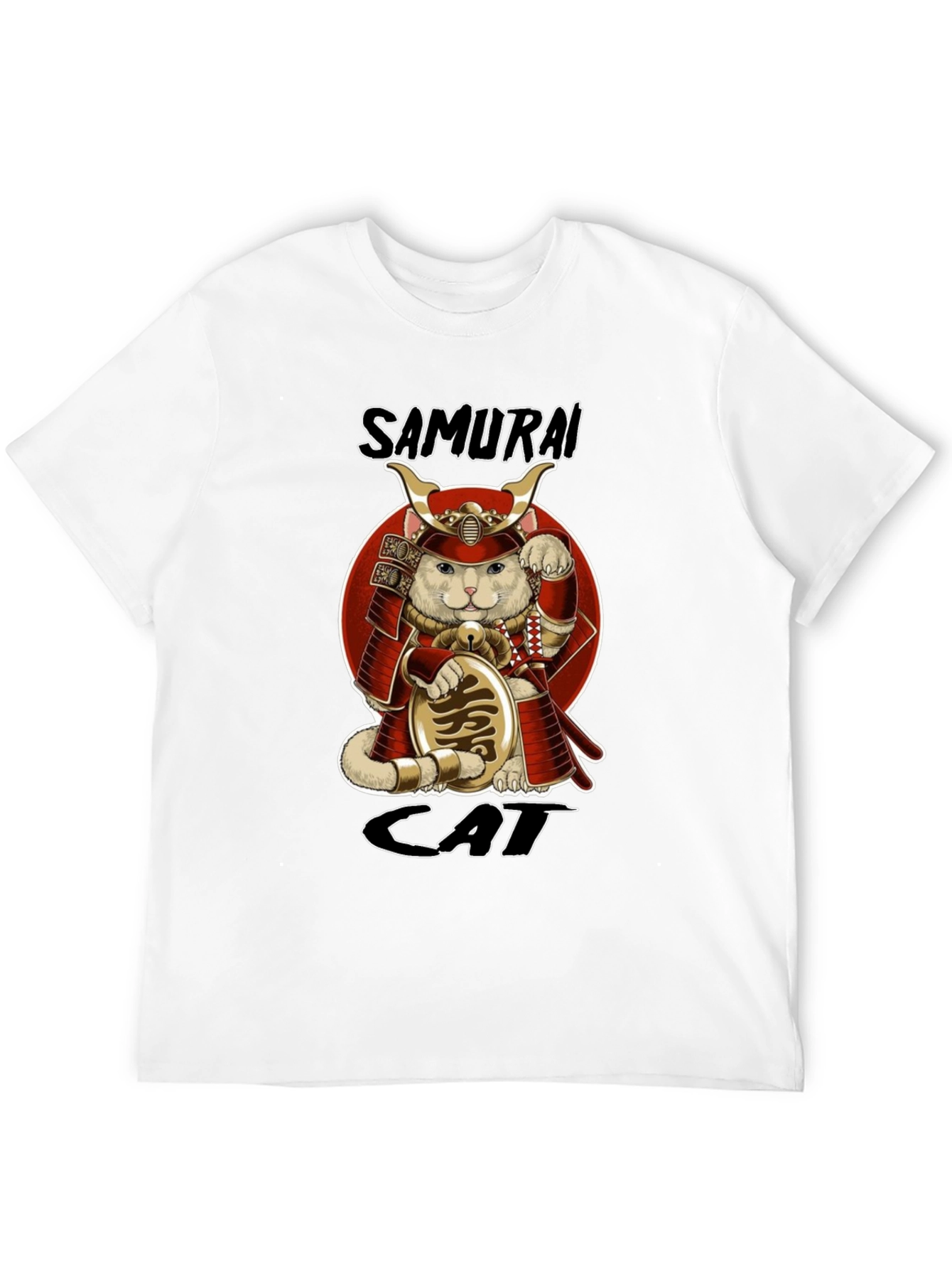 Samurai Cat Graphic Tee - Unique Anime T-Shirt