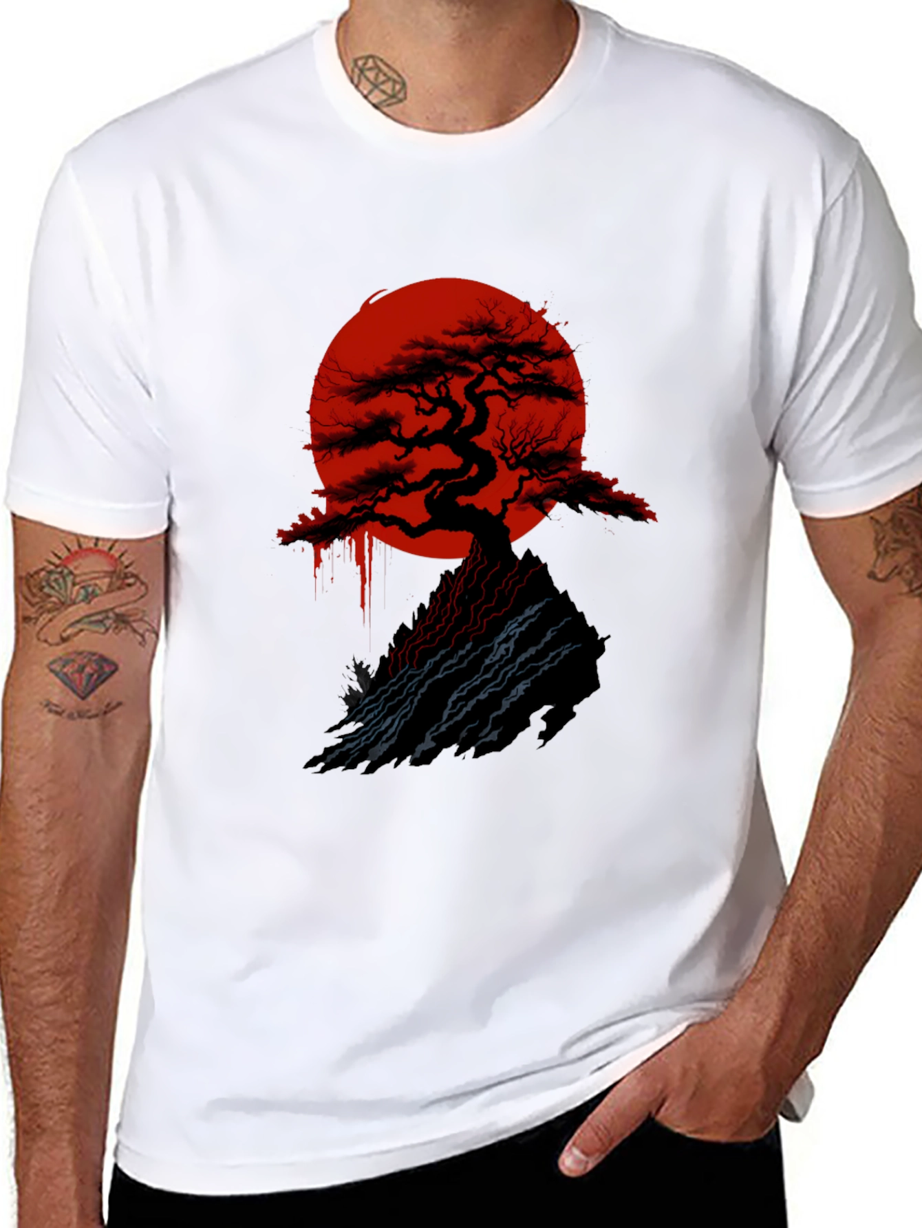 Bonsai Tree Graphic Tee - Red Sun