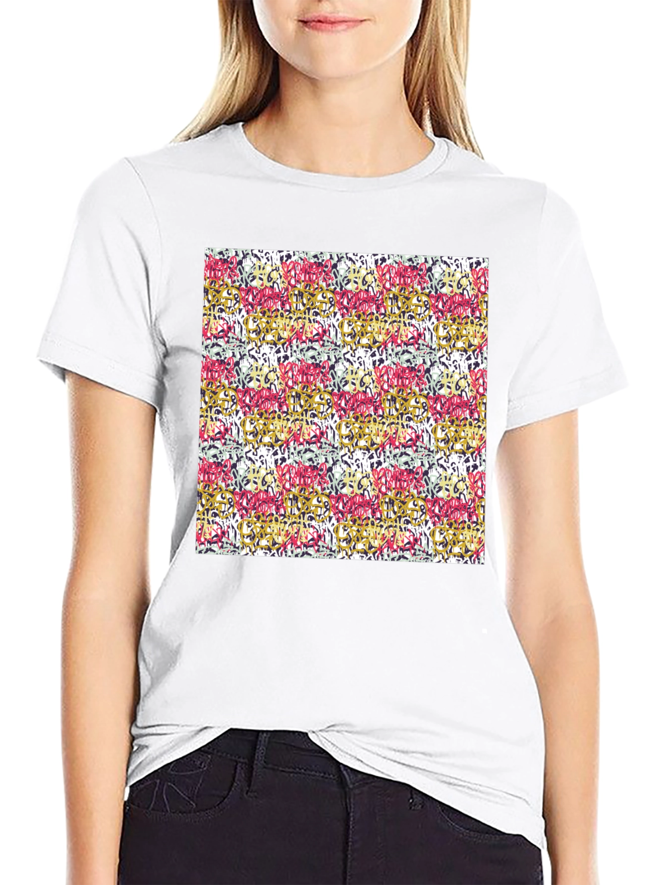 Abstract Pattern Mens Black T-Shirt