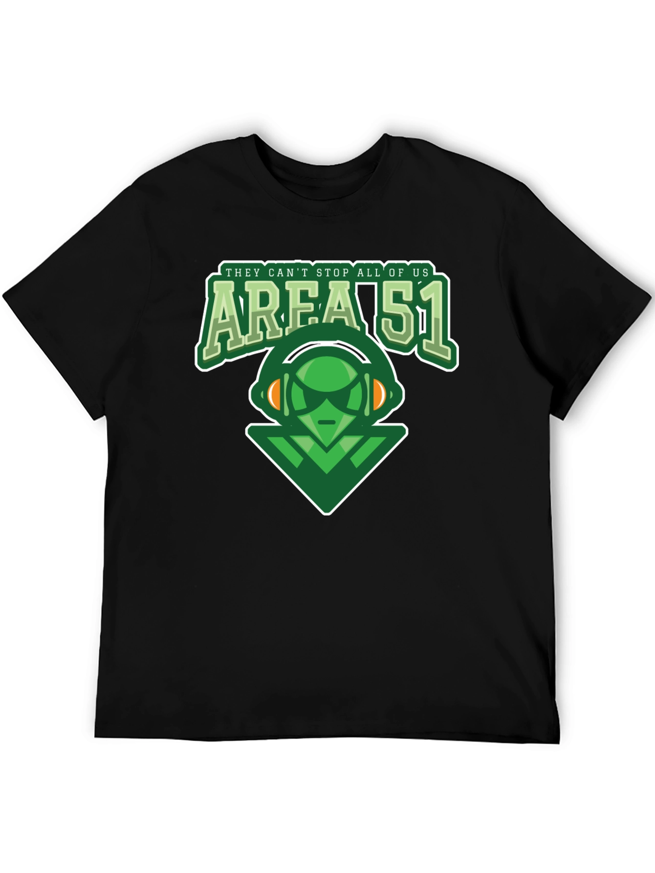 Area 51 Alien Graphic Print Black T-Shirt