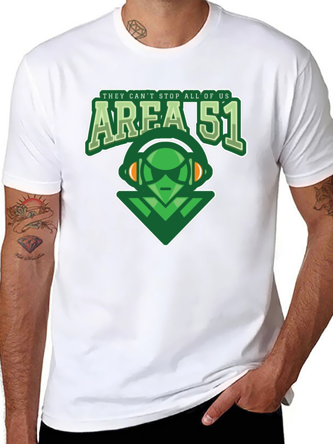 Area 51 Alien Graphic Print Black T-Shirt