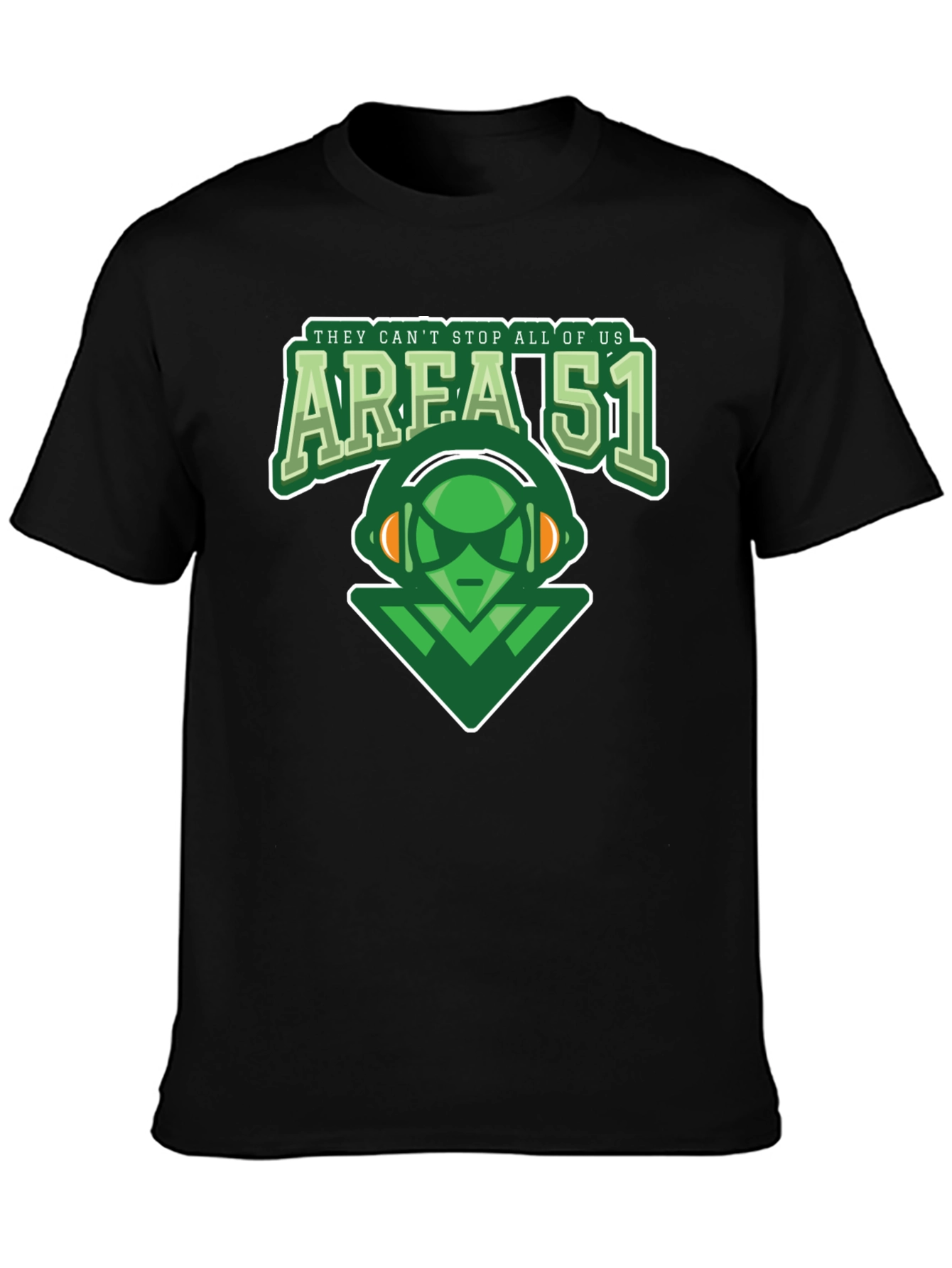 Area 51 Alien Graphic Print Black T-Shirt