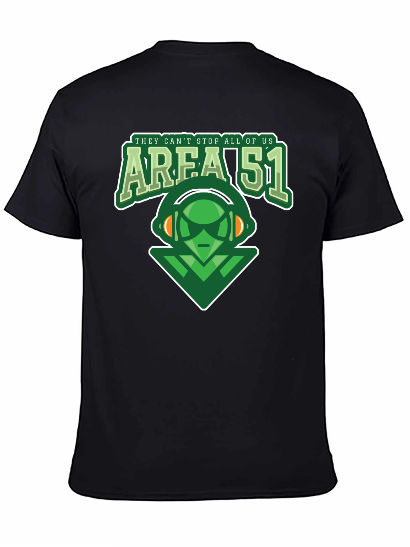 Area 51 Alien Graphic Print Black T-Shirt