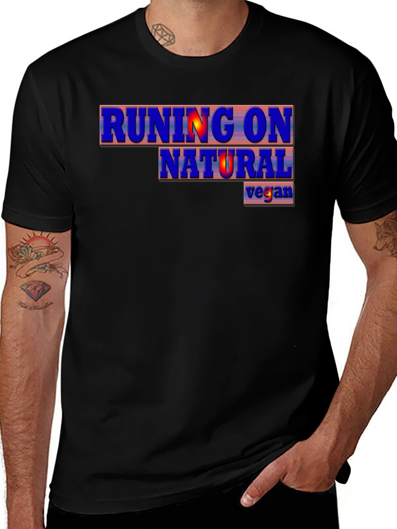 Running on Natural Vegan Black T-Shirt