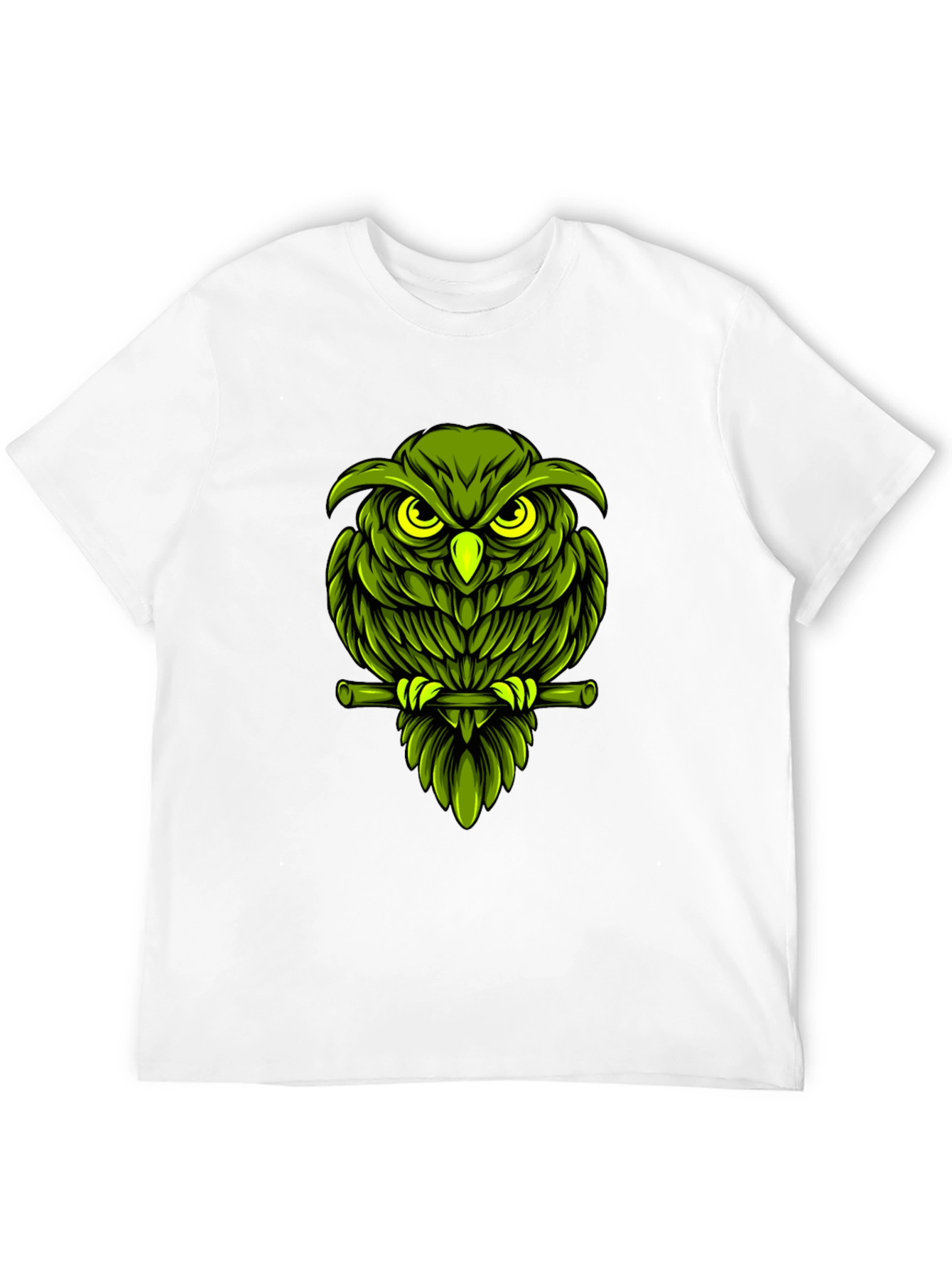 Green Owl Graphic T-Shirt - Mens Black Tee