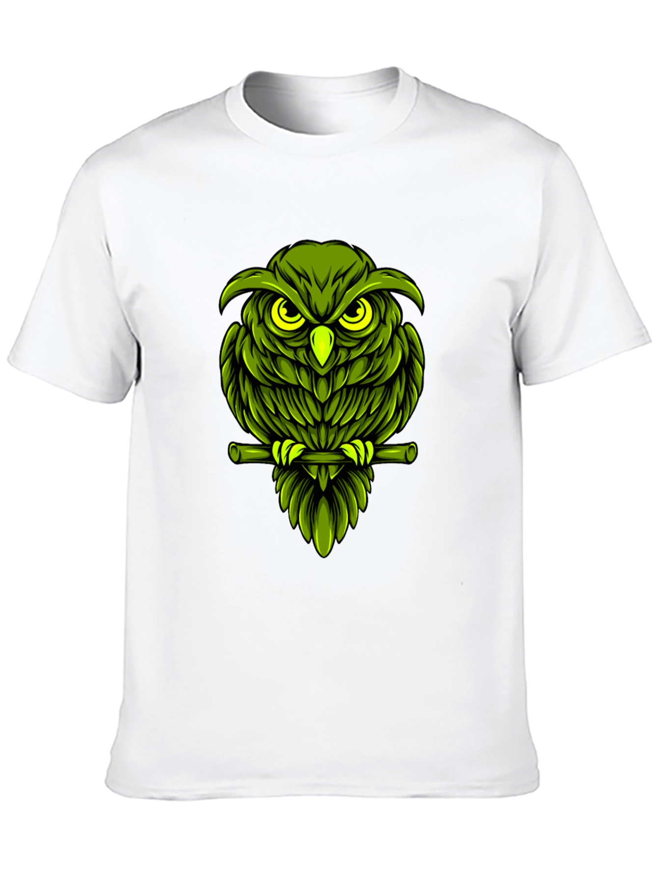 Green Owl Graphic T-Shirt - Mens Black Tee