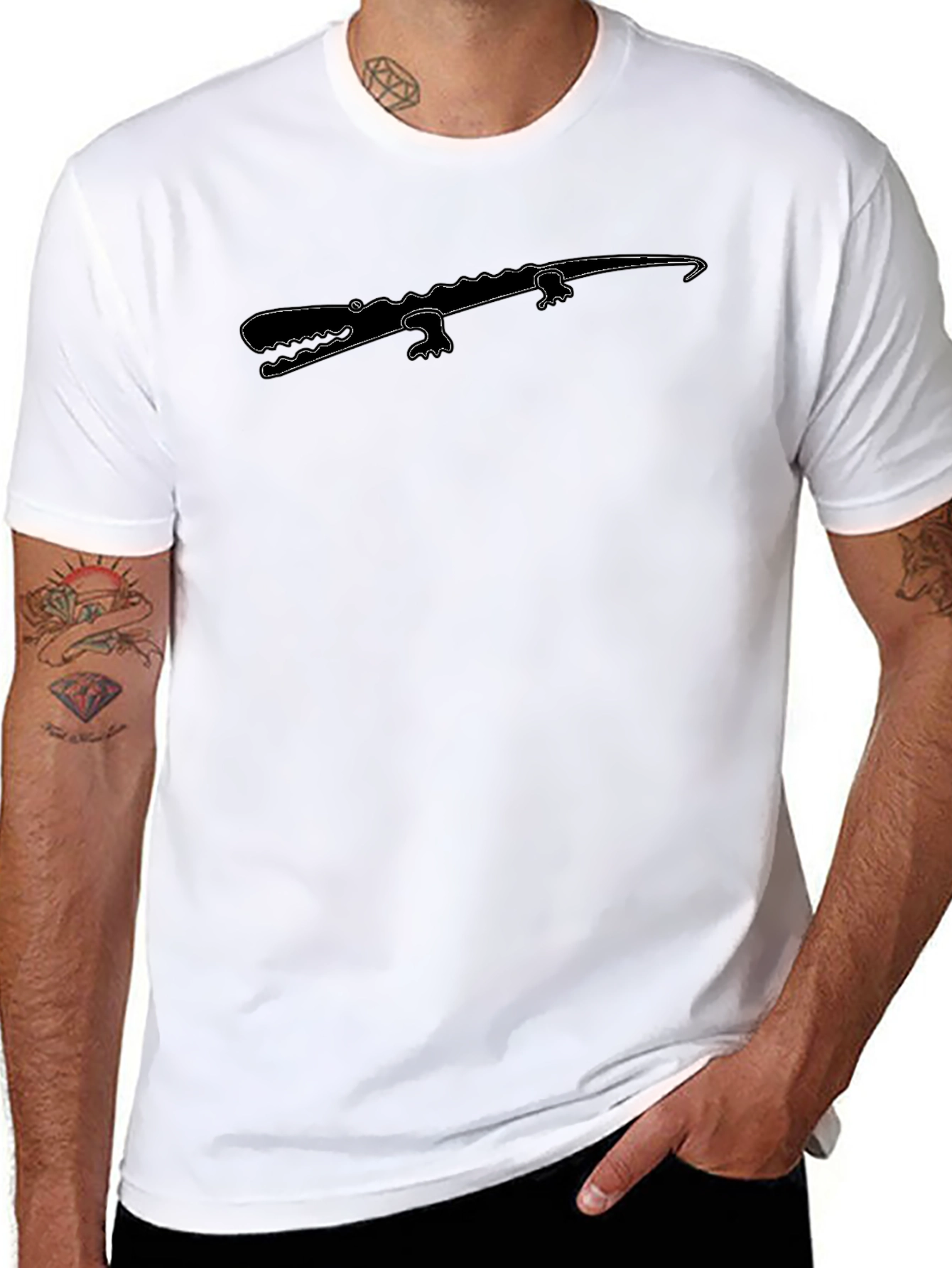 Crocodile Graphic Print Black T-Shirt