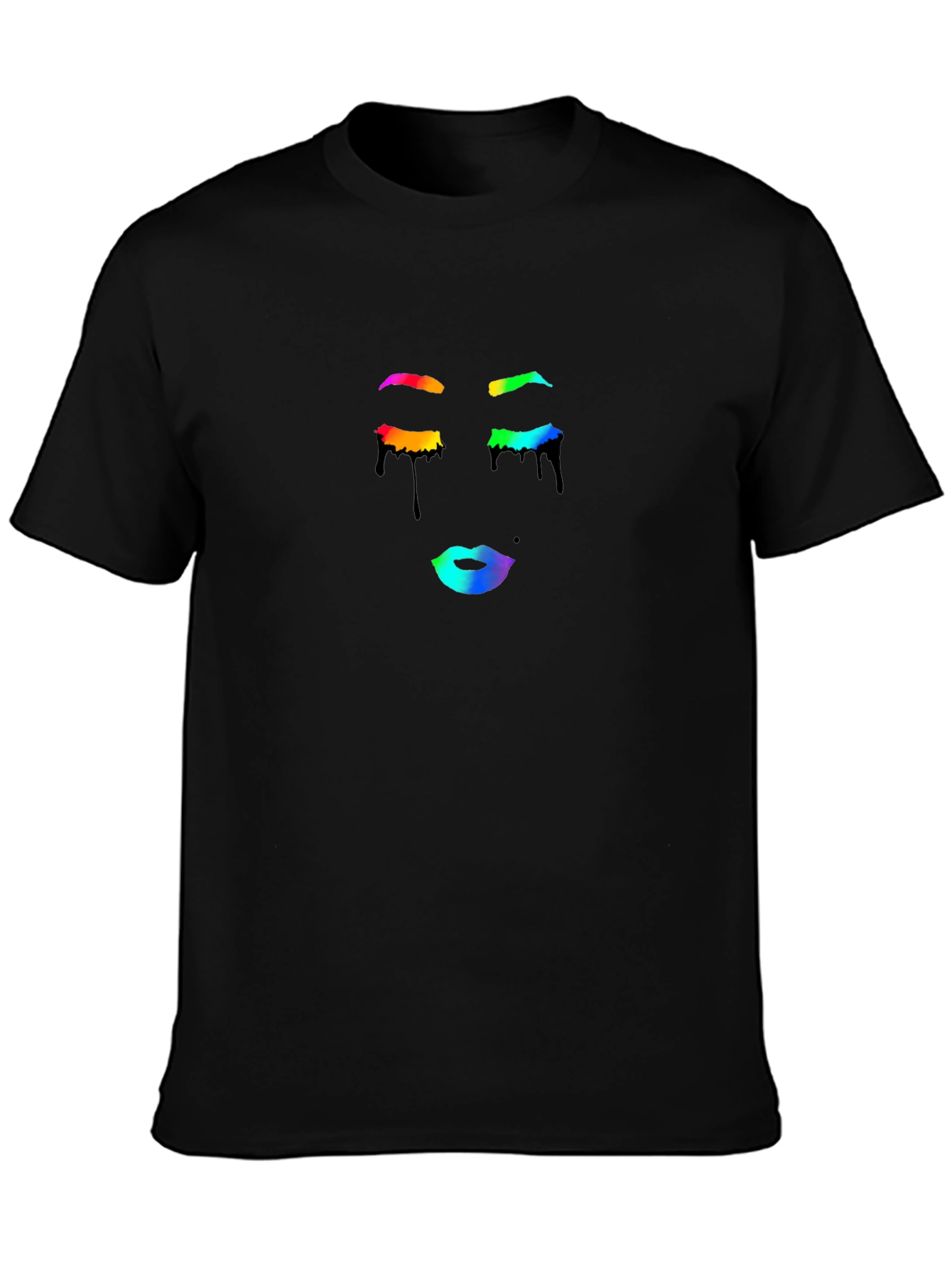 Rainbow Drip Face Black T-Shirt