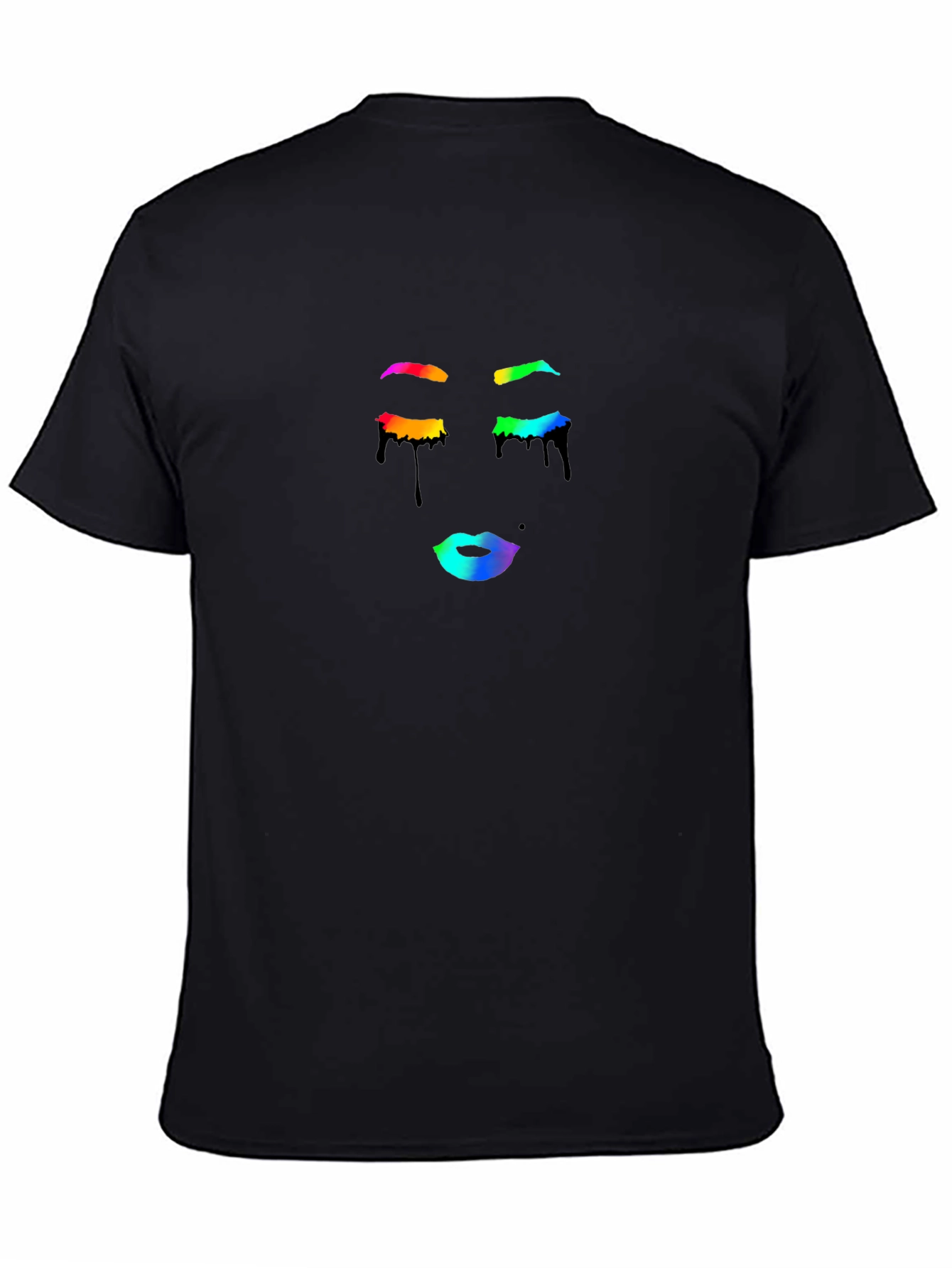 Rainbow Drip Face Black T-Shirt