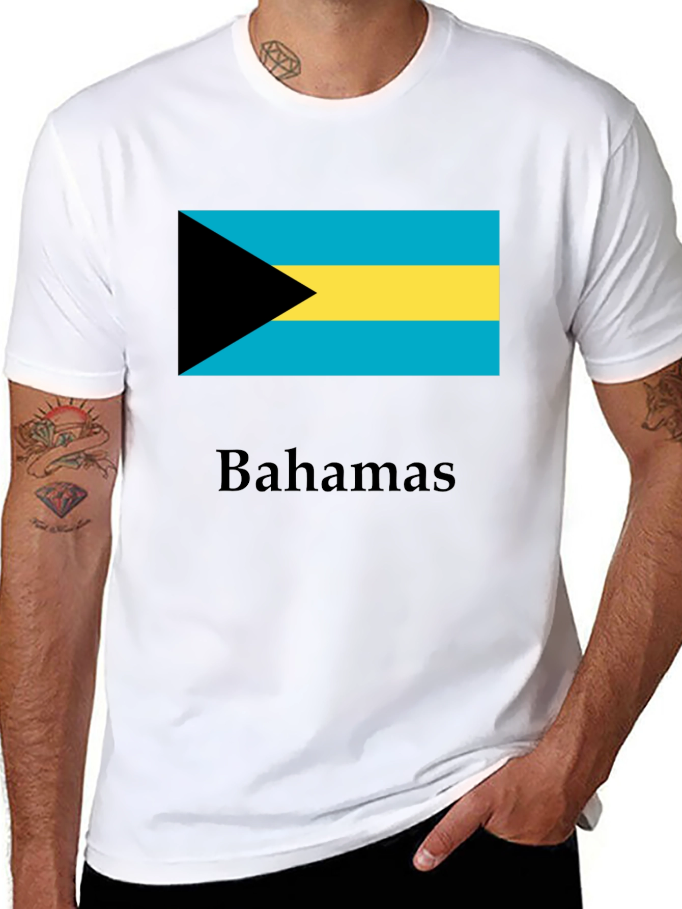Bahamas Flag Graphic T-Shirt - Black