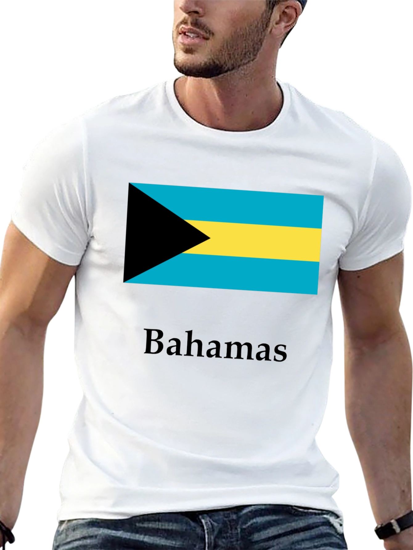 Bahamas Flag Graphic T-Shirt - Black