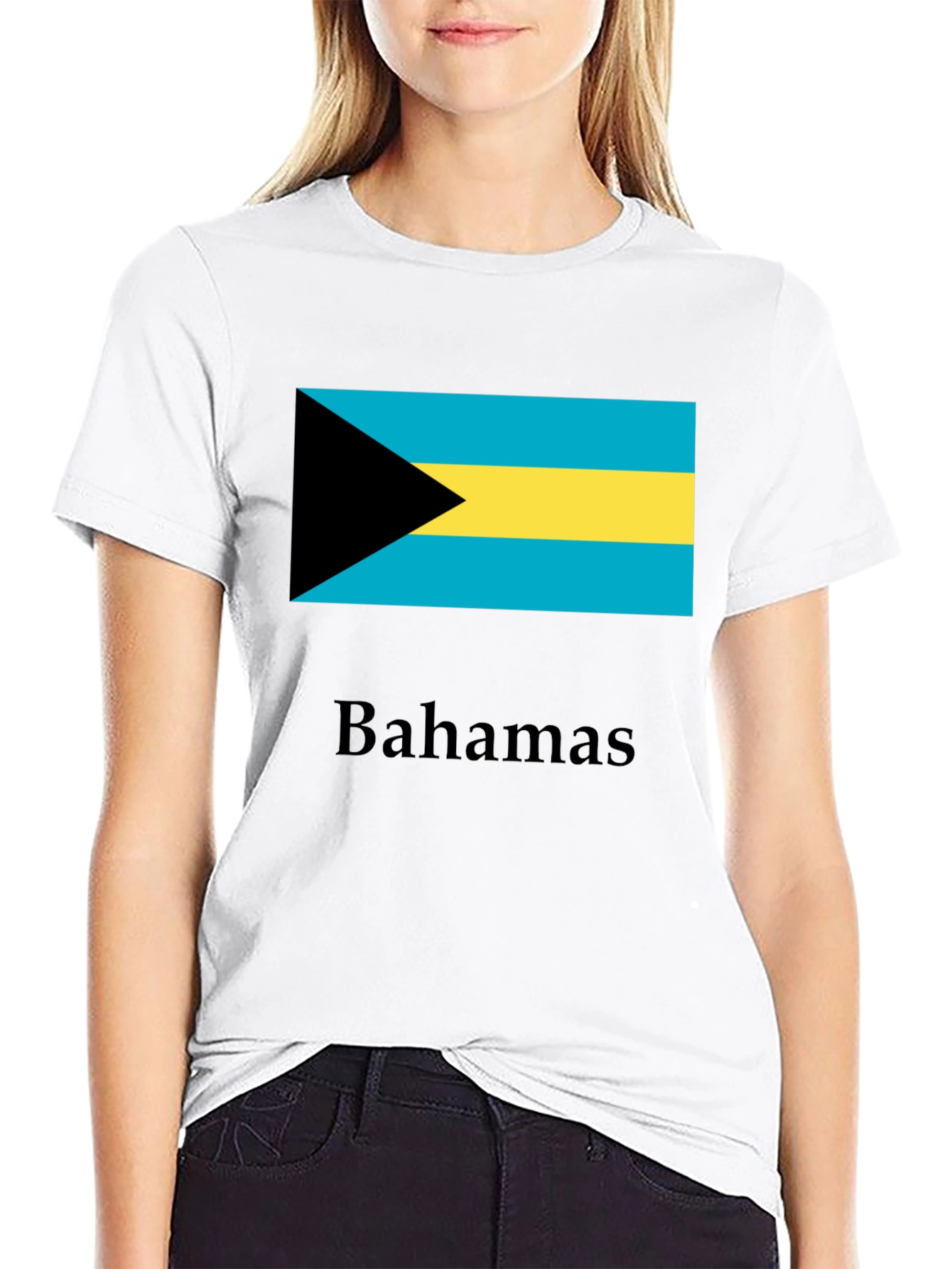 Bahamas Flag Graphic T-Shirt - Black