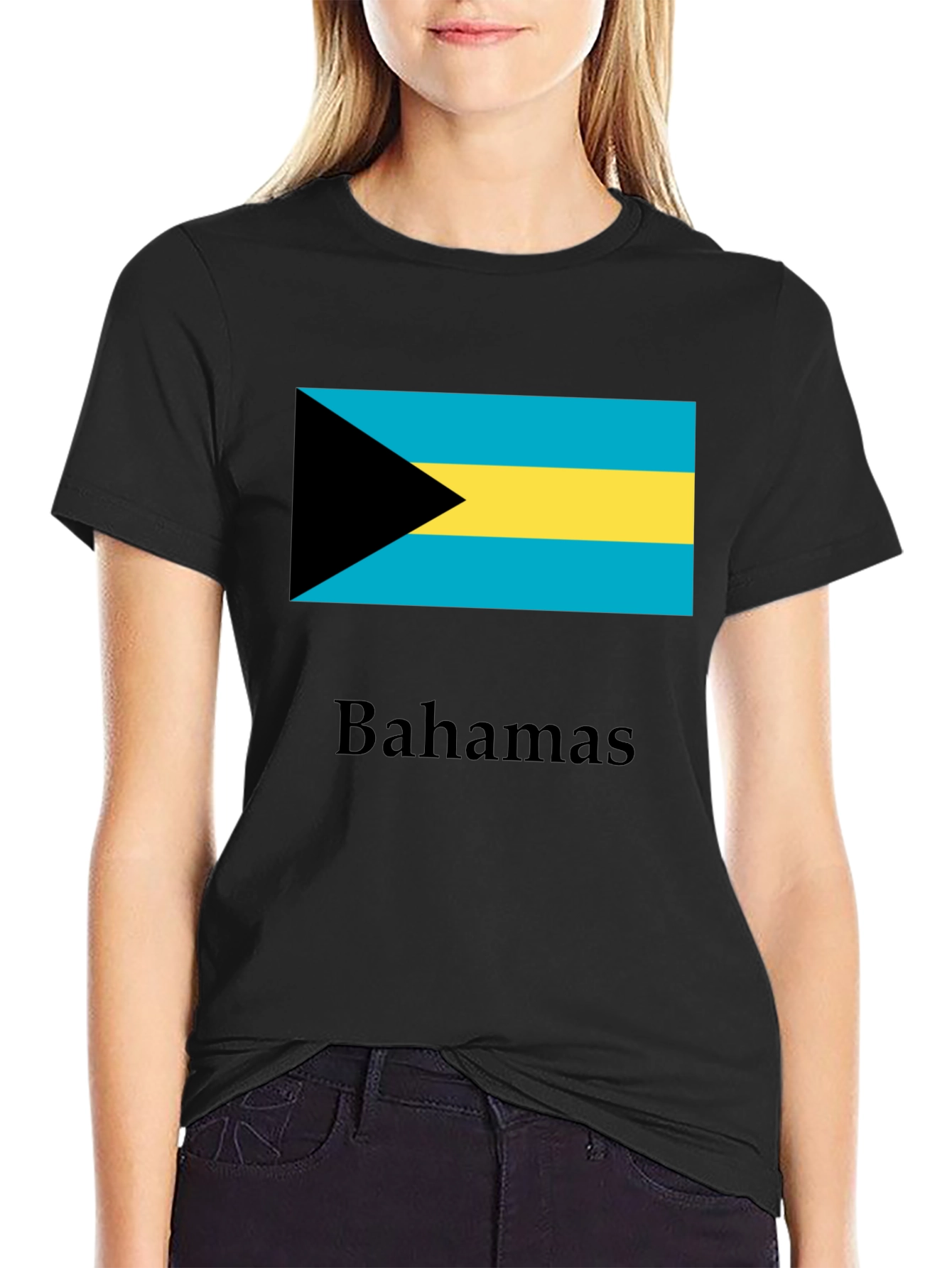 Bahamas Flag Graphic T-Shirt - Black