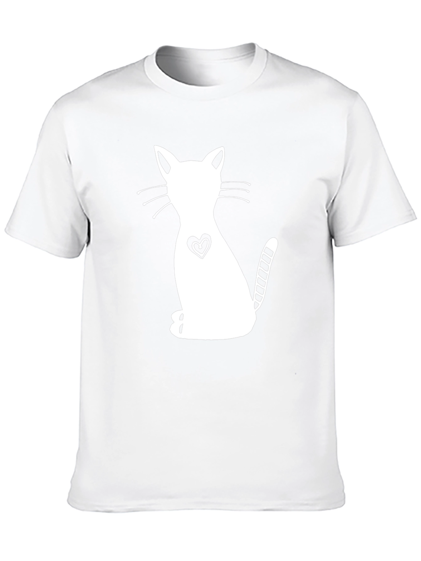 Cute Cat Heart Graphic Black T-Shirt