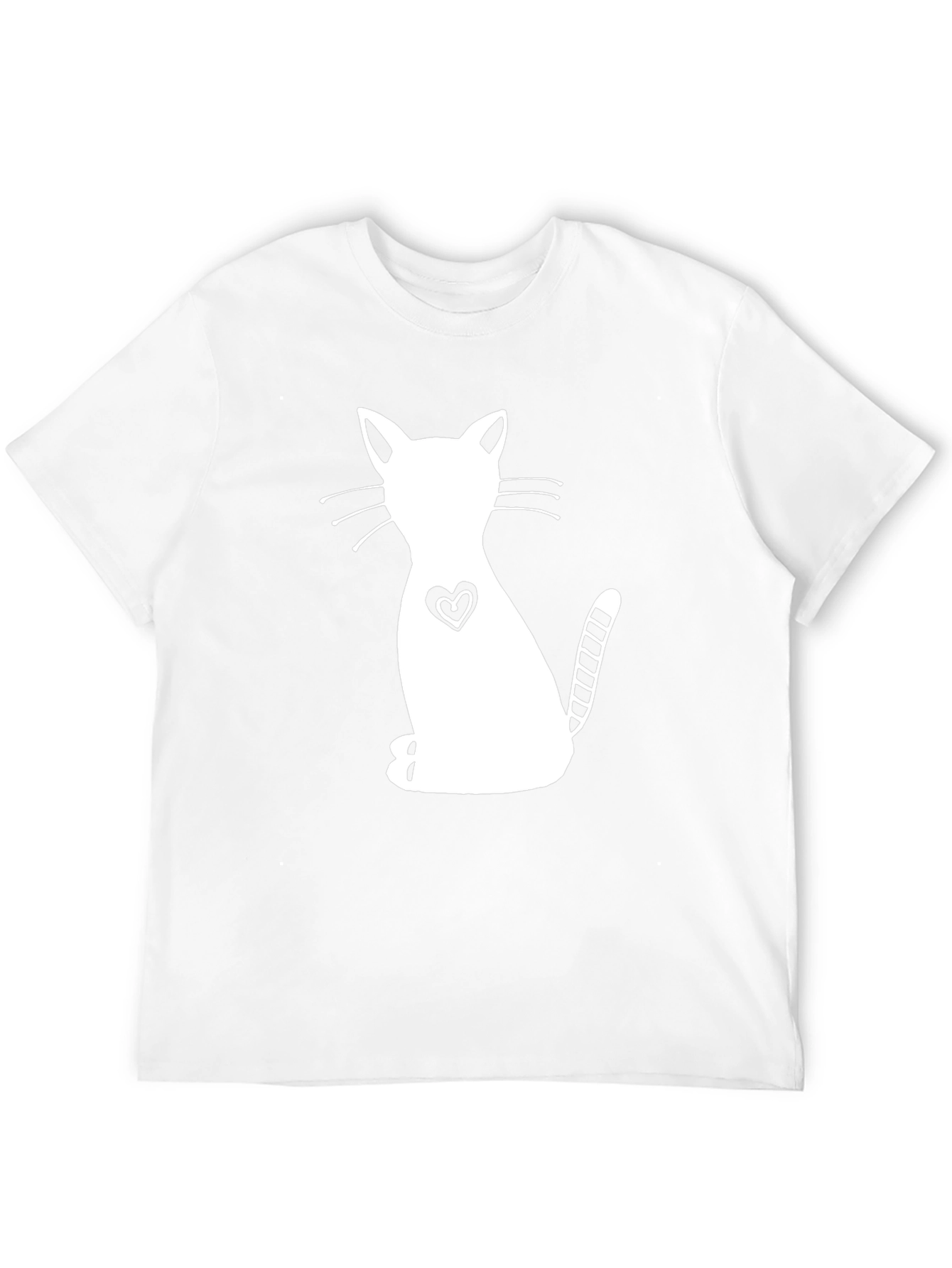 Cute Cat Heart Graphic Black T-Shirt