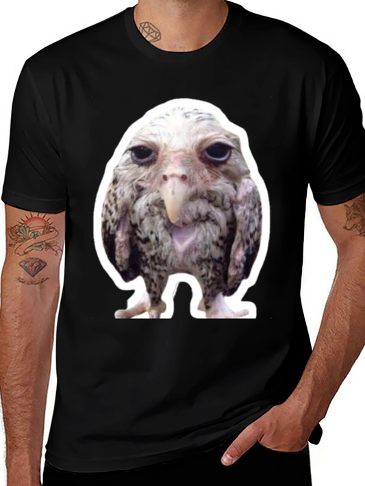 Funny Bird Graphic Black T-Shirt