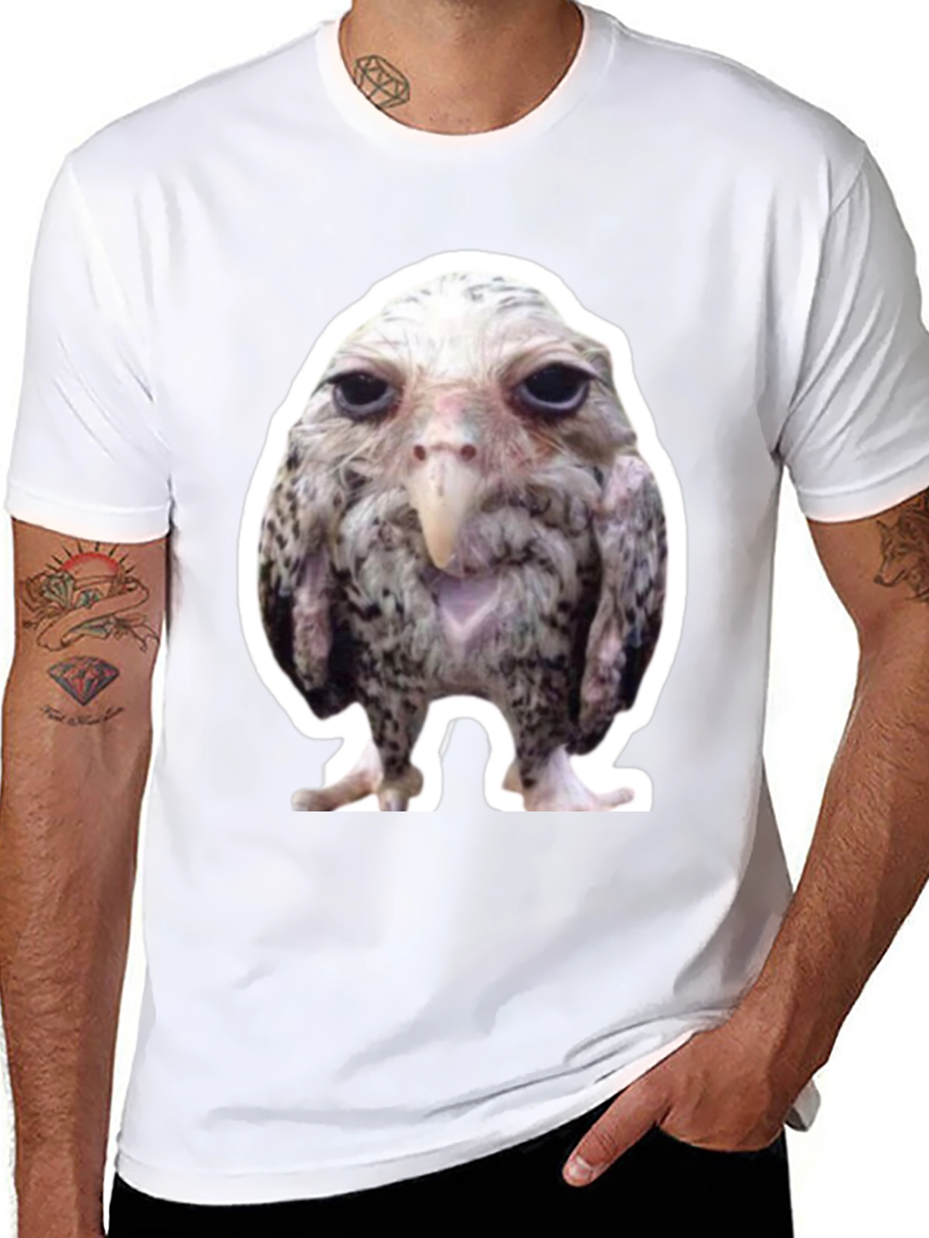 Funny Bird Graphic Black T-Shirt