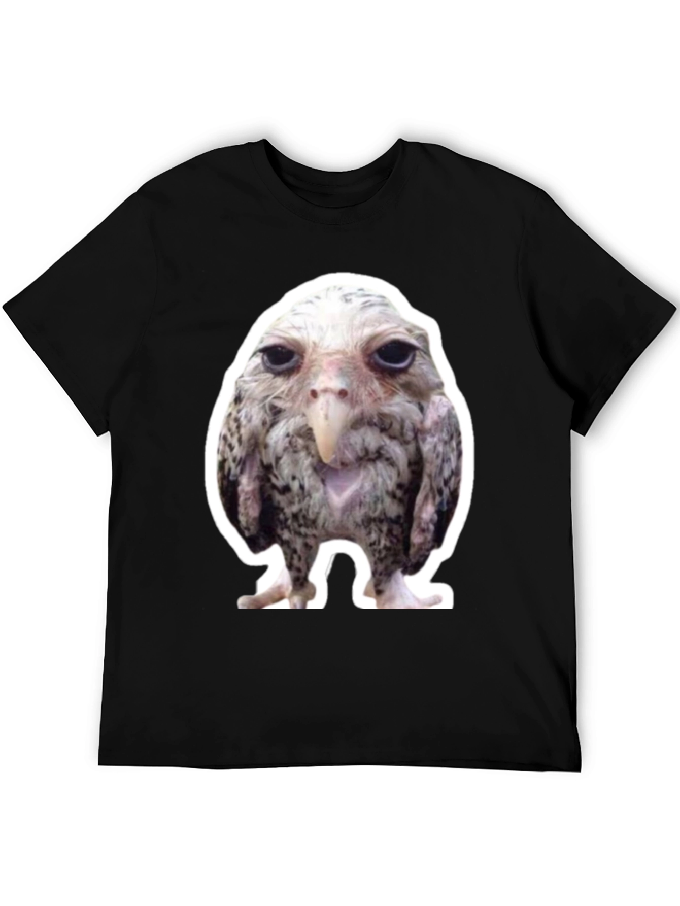 Funny Bird Graphic Black T-Shirt