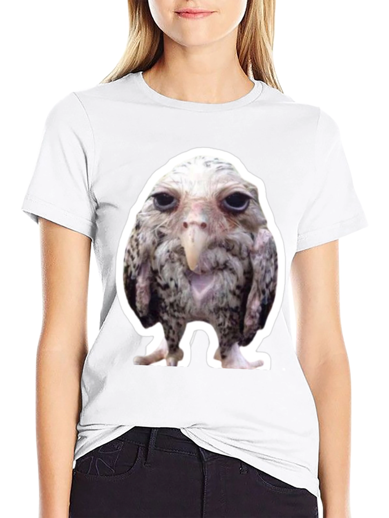 Funny Bird Graphic Black T-Shirt