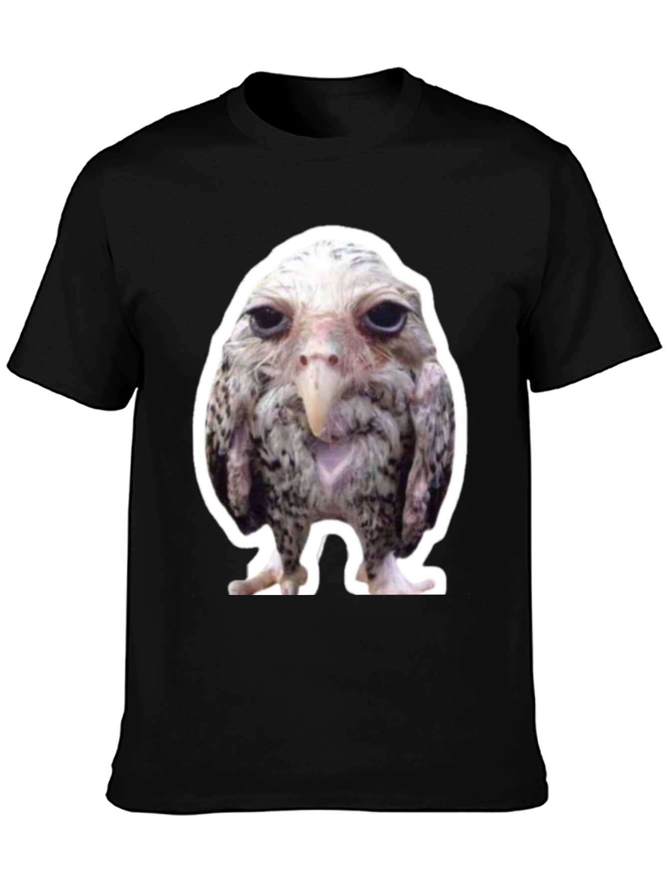 Funny Bird Graphic Black T-Shirt