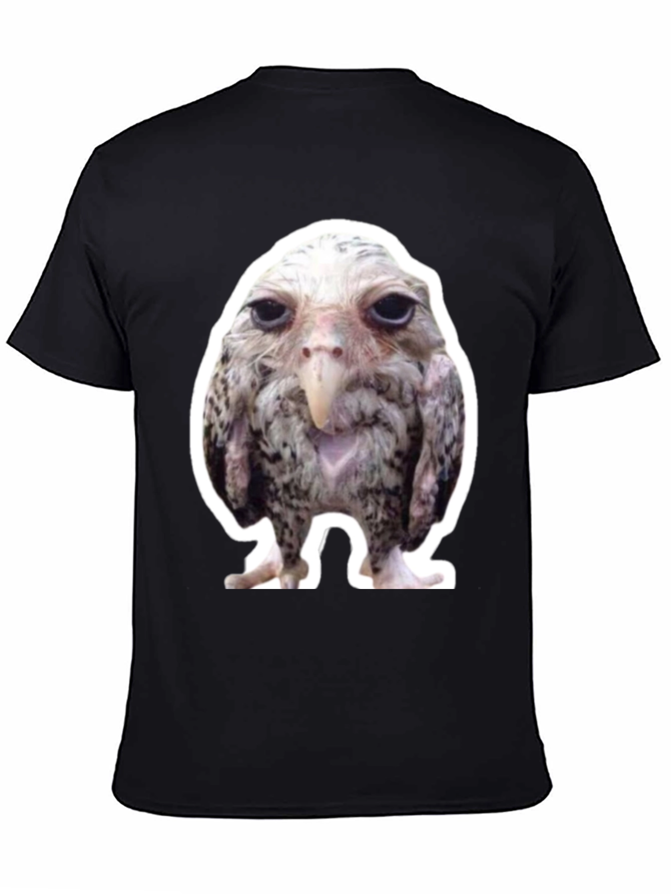 Funny Bird Graphic Black T-Shirt