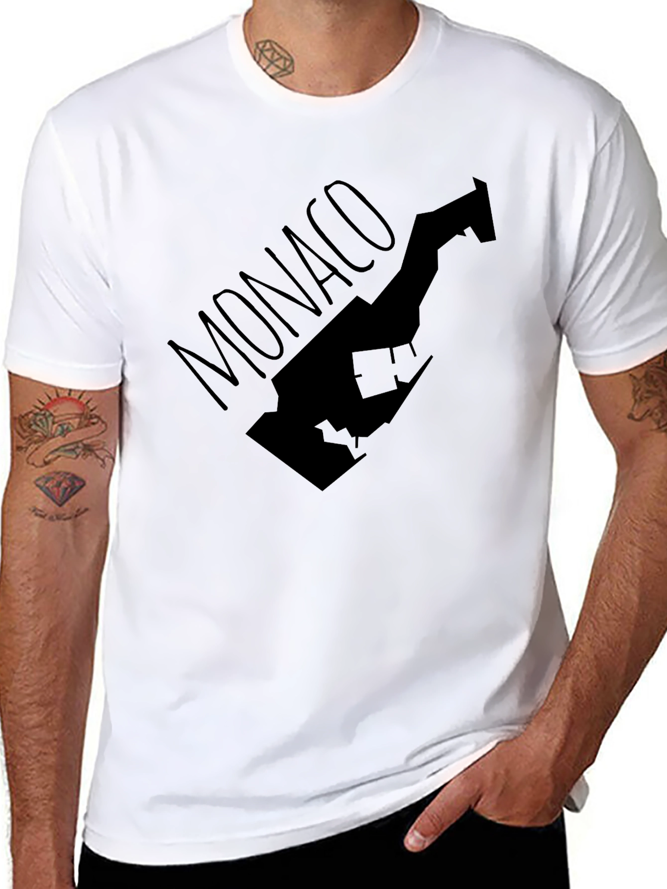 Monaco Map T-Shirt - Stylish Black Tee