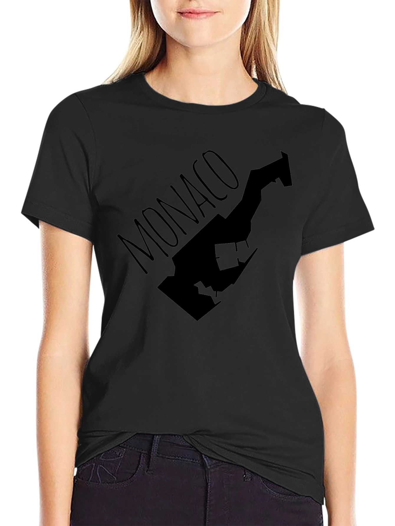 Monaco Map T-Shirt - Stylish Black Tee