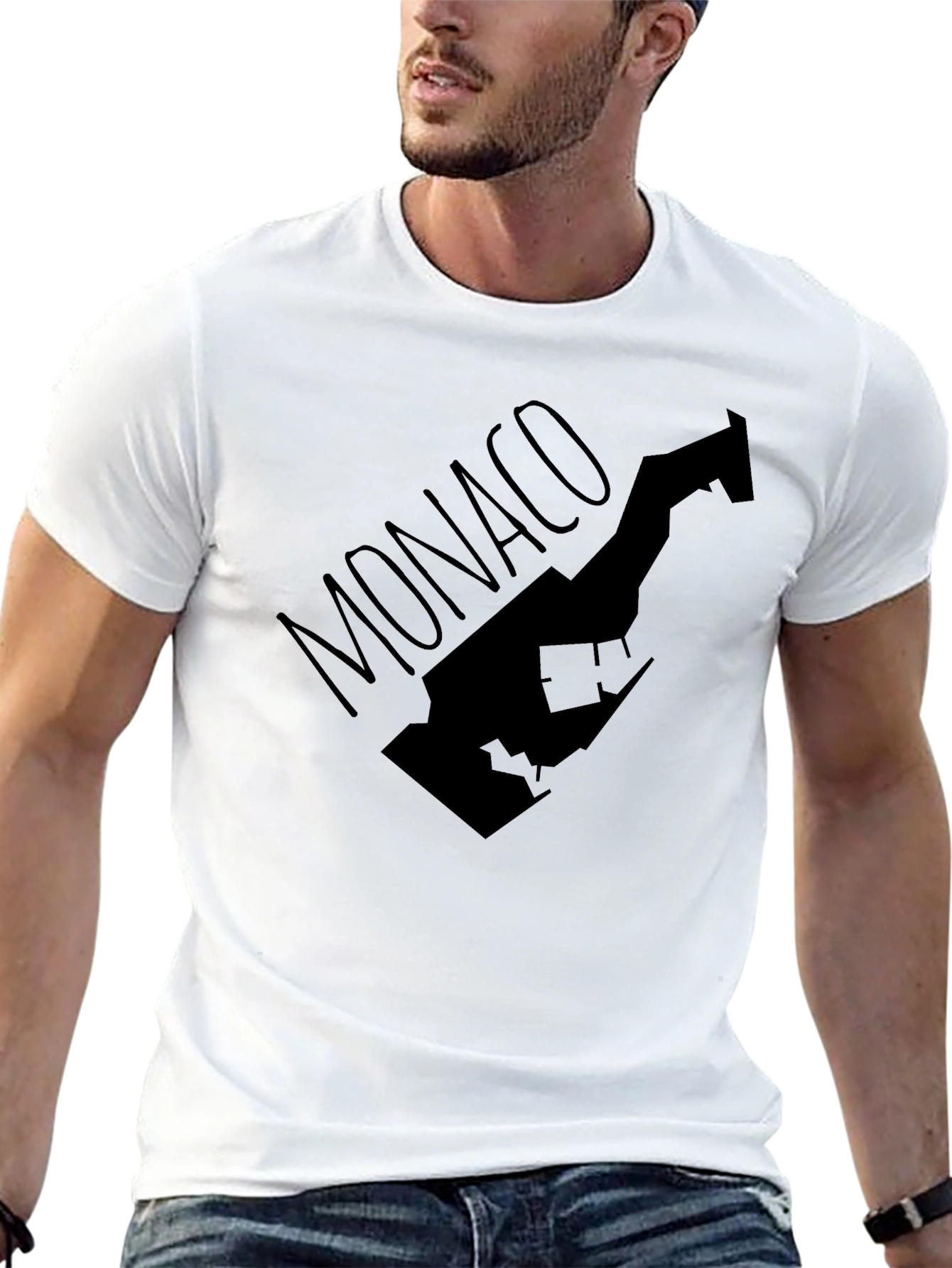 Monaco Map T-Shirt - Stylish Black Tee