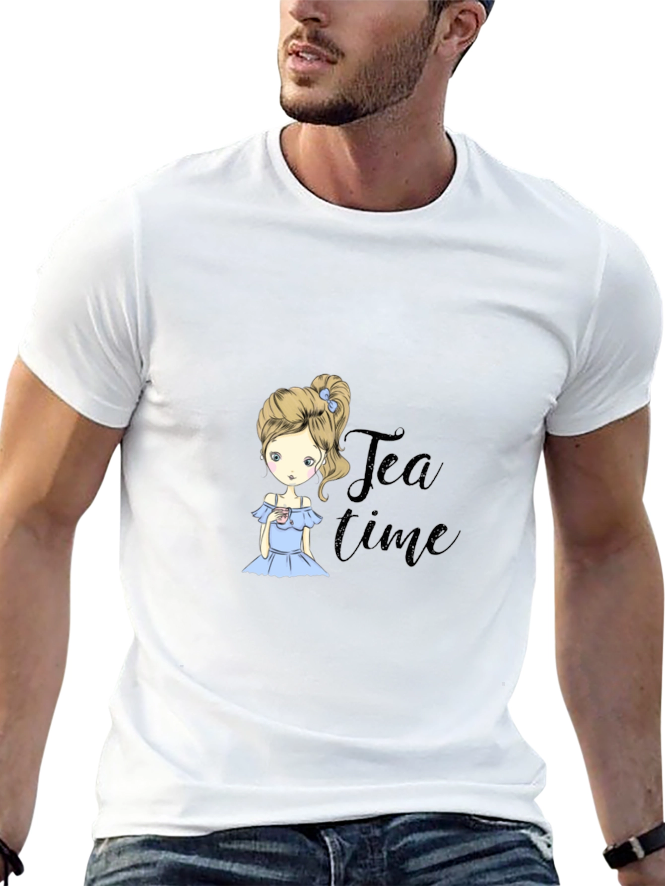 Tea Time Girl Black T-Shirt