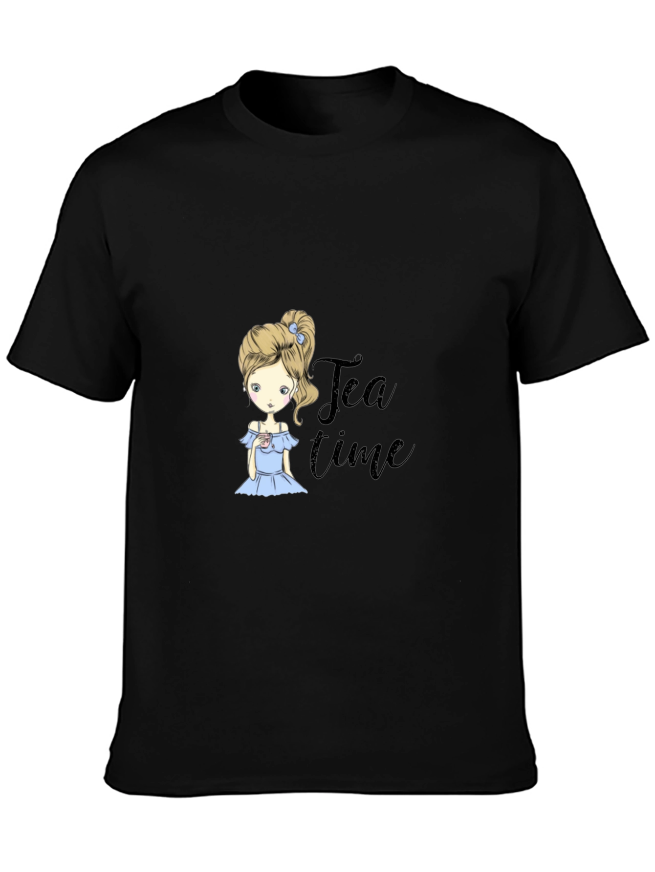 Tea Time Girl Black T-Shirt