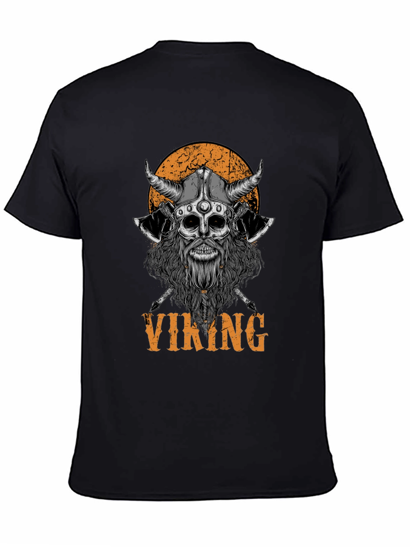 Viking Skull Graphic Black T-Shirt