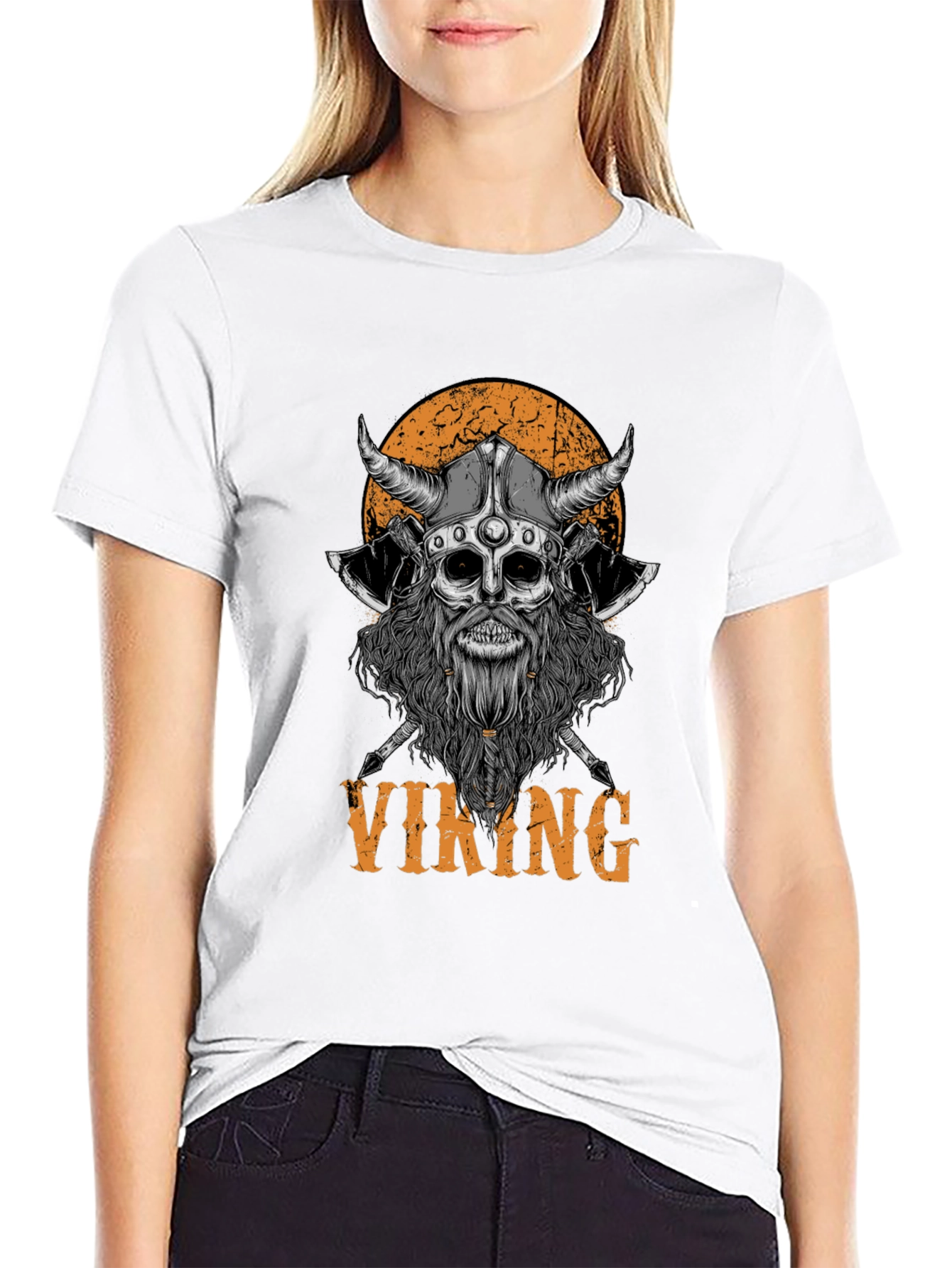 Viking Skull Graphic Black T-Shirt