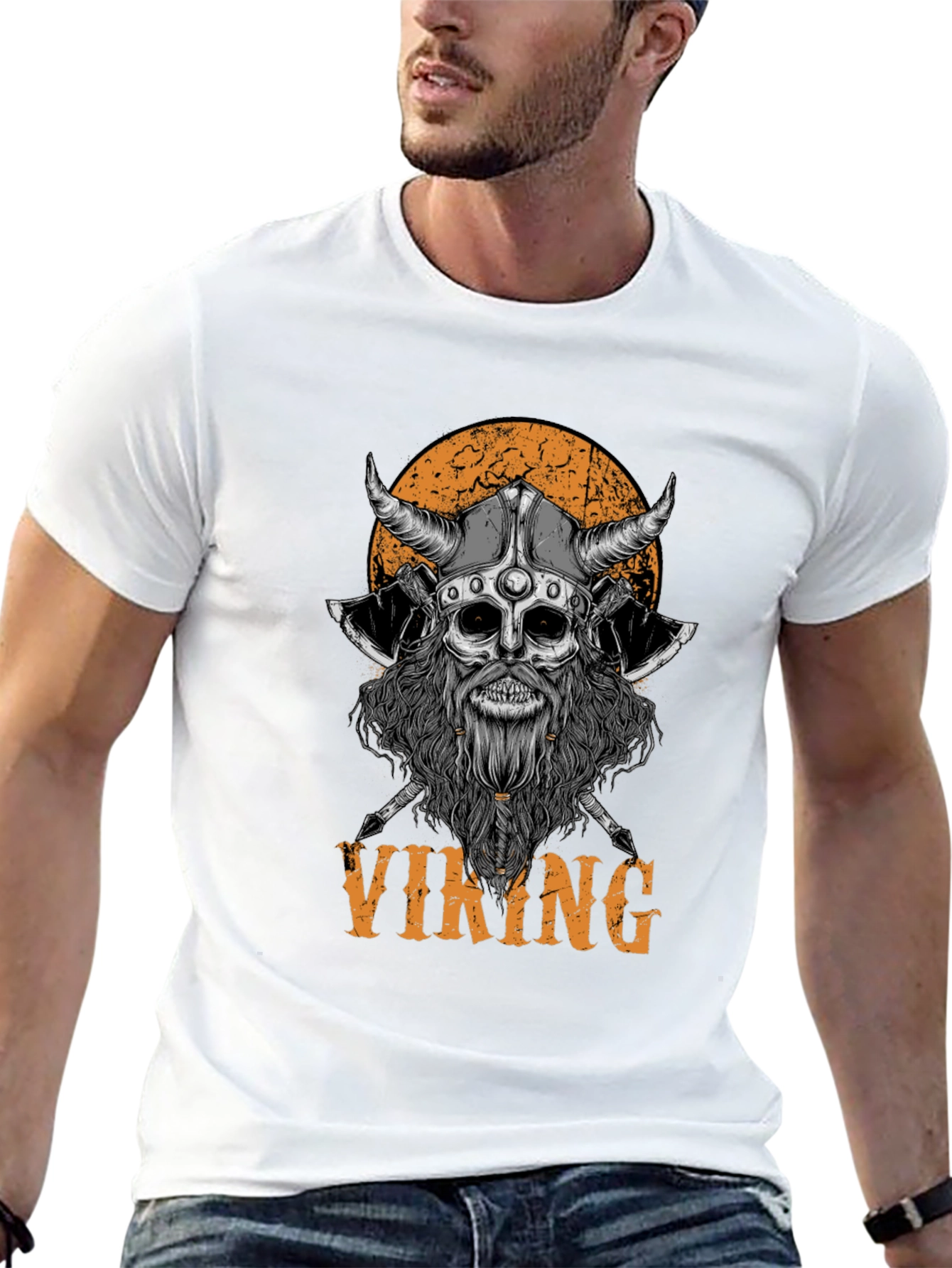 Viking Skull Graphic Black T-Shirt