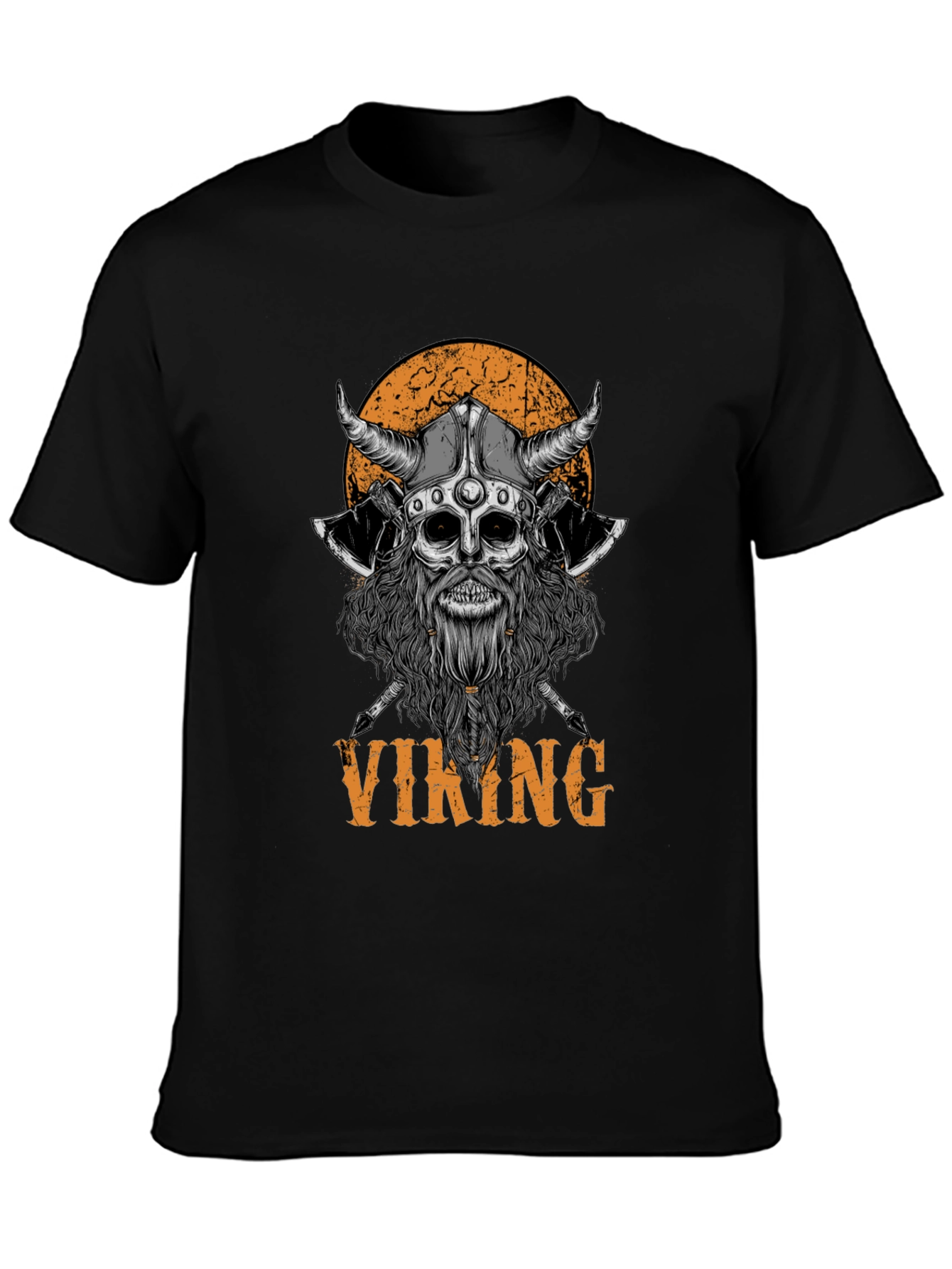 Viking Skull Graphic Black T-Shirt