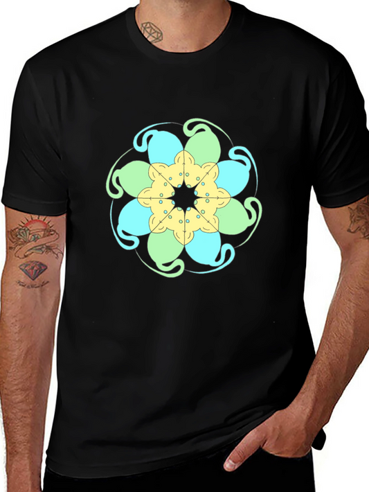 Floral Mandala Graphic Tee - Soft Cotton Black T-Shirt