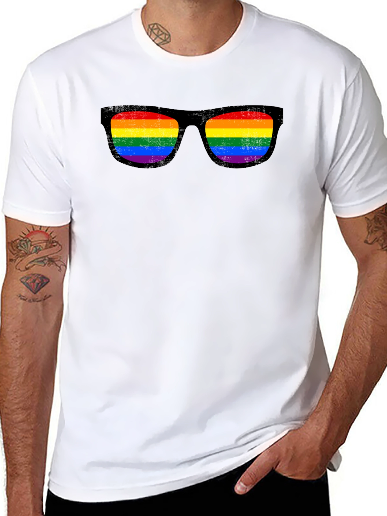 LGBTQ+ Rainbow Sunglasses Graphic Tee