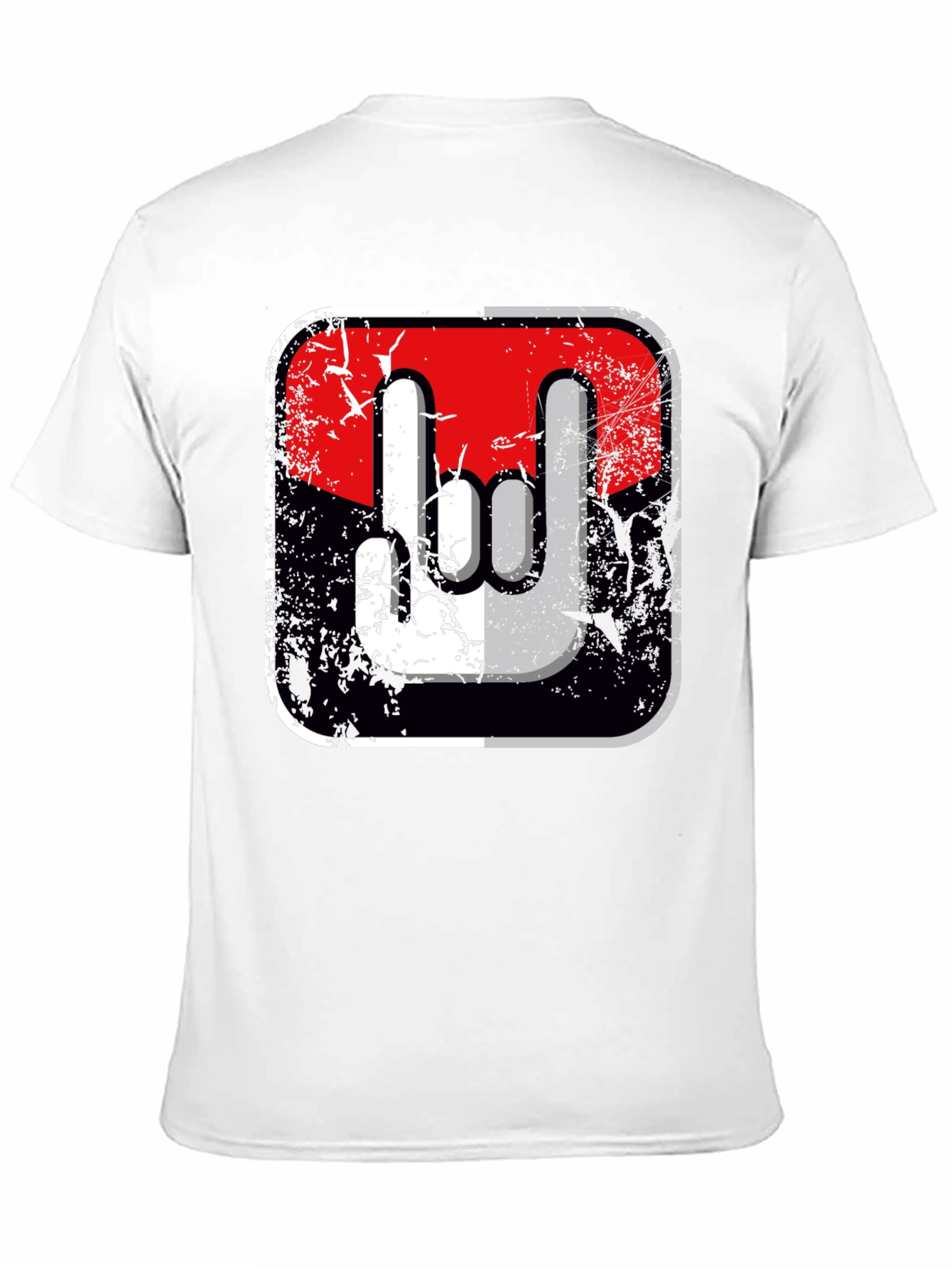 Rock On Hand Sign Graphic T-Shirt - Black