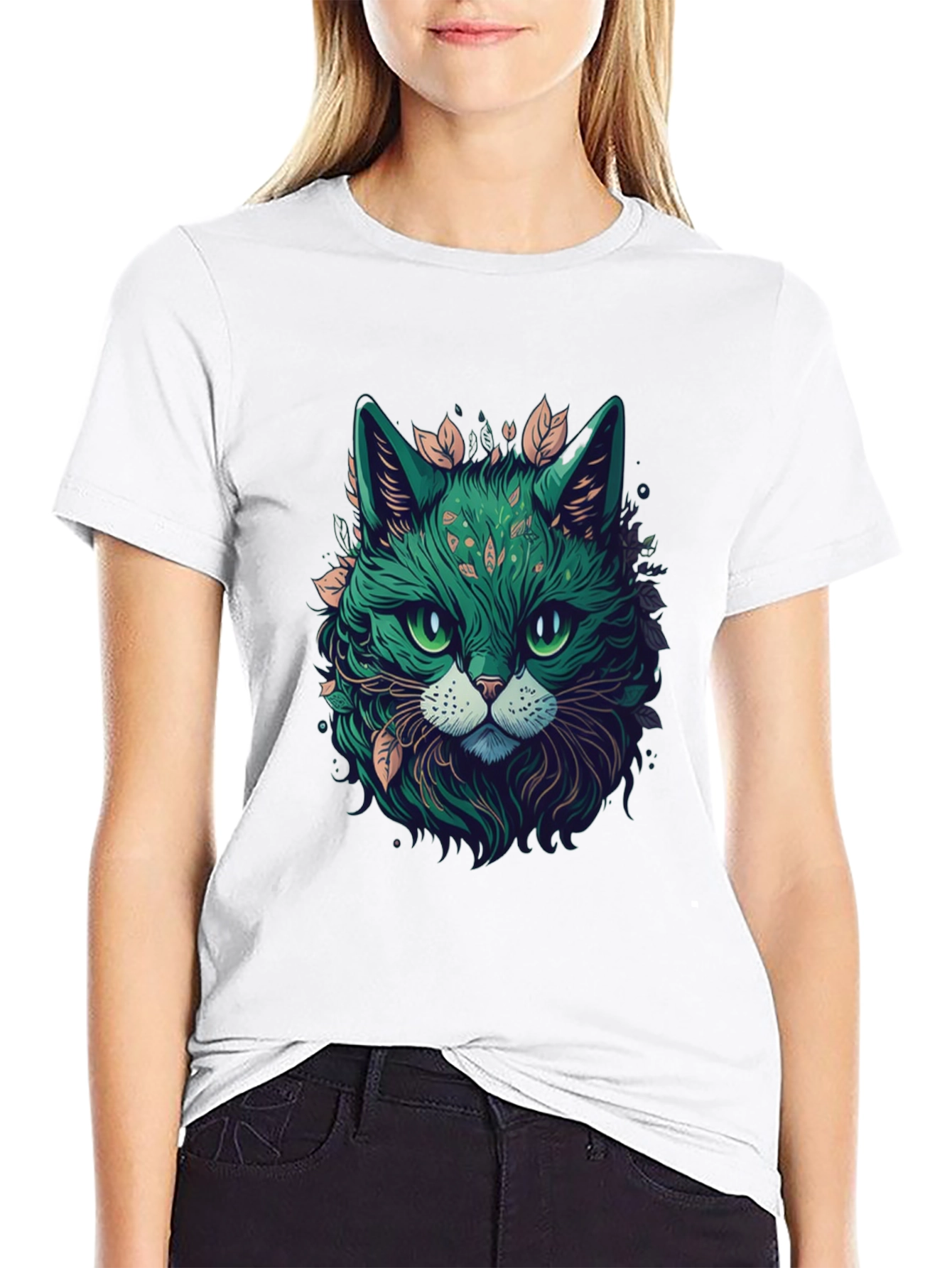 Emerald Cat Graphic Tee - Unique Design