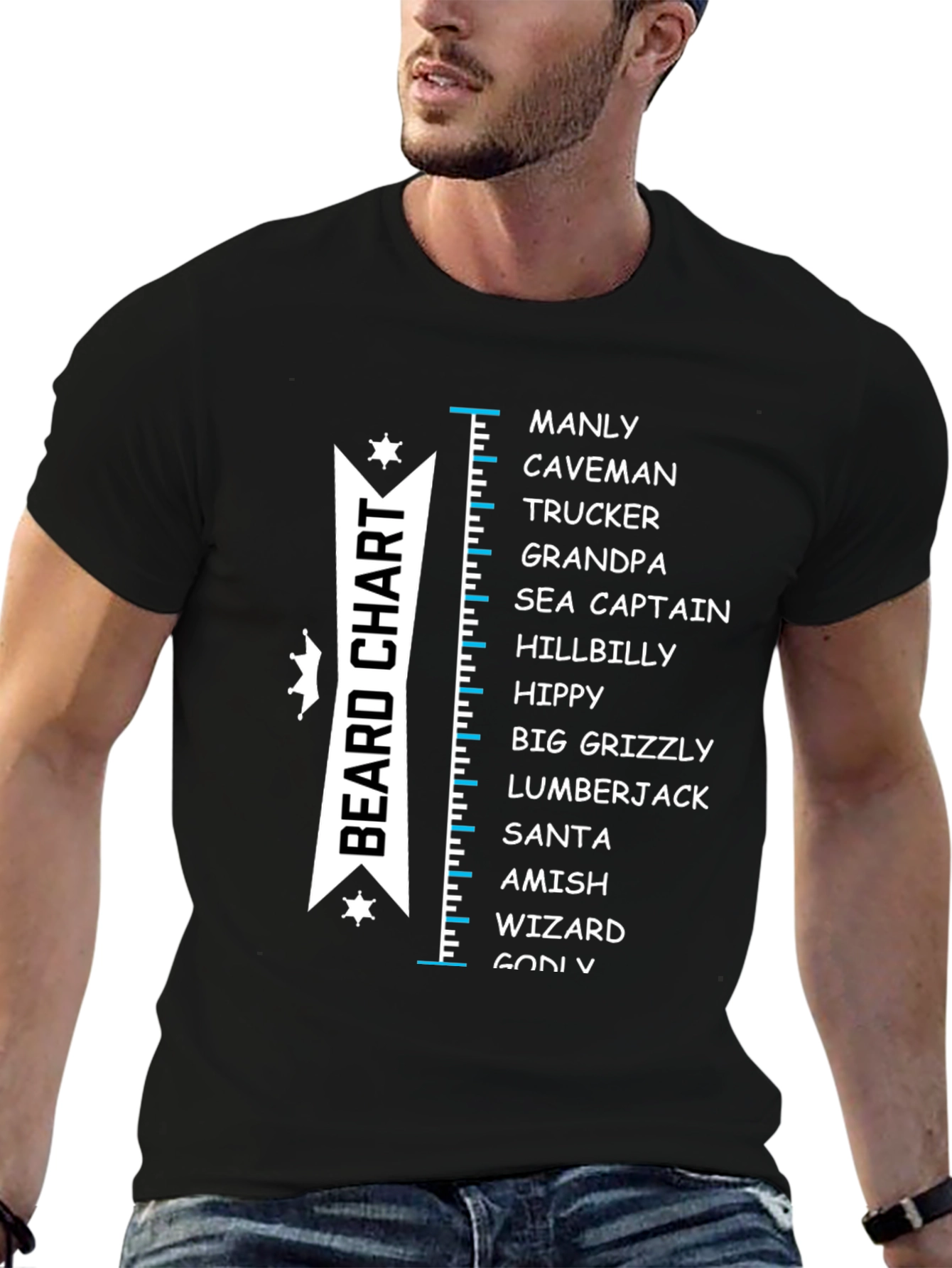 Beard Chart T-Shirt - Manly Funny Tee
