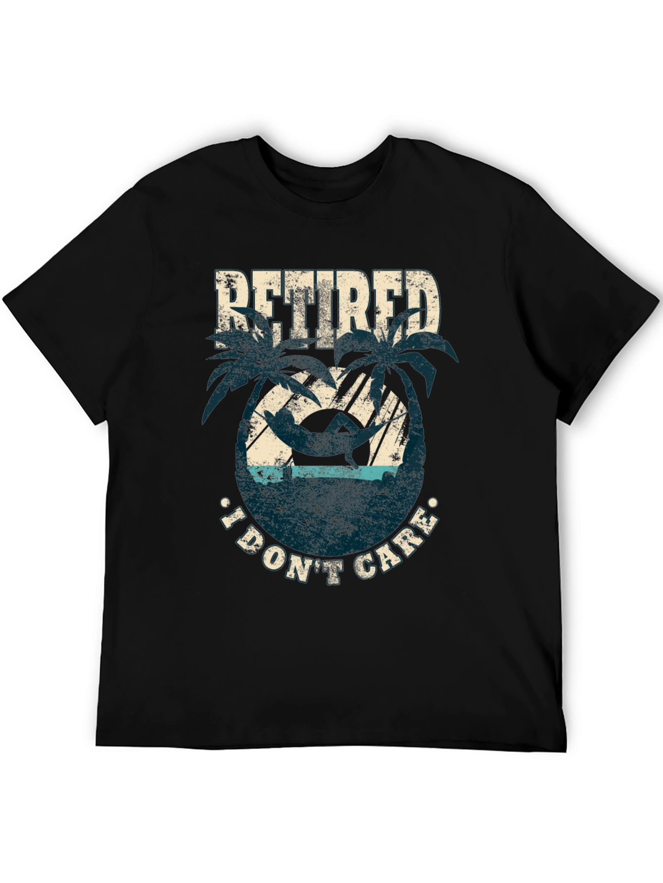 Retired I Dont Care Black Graphic Tee