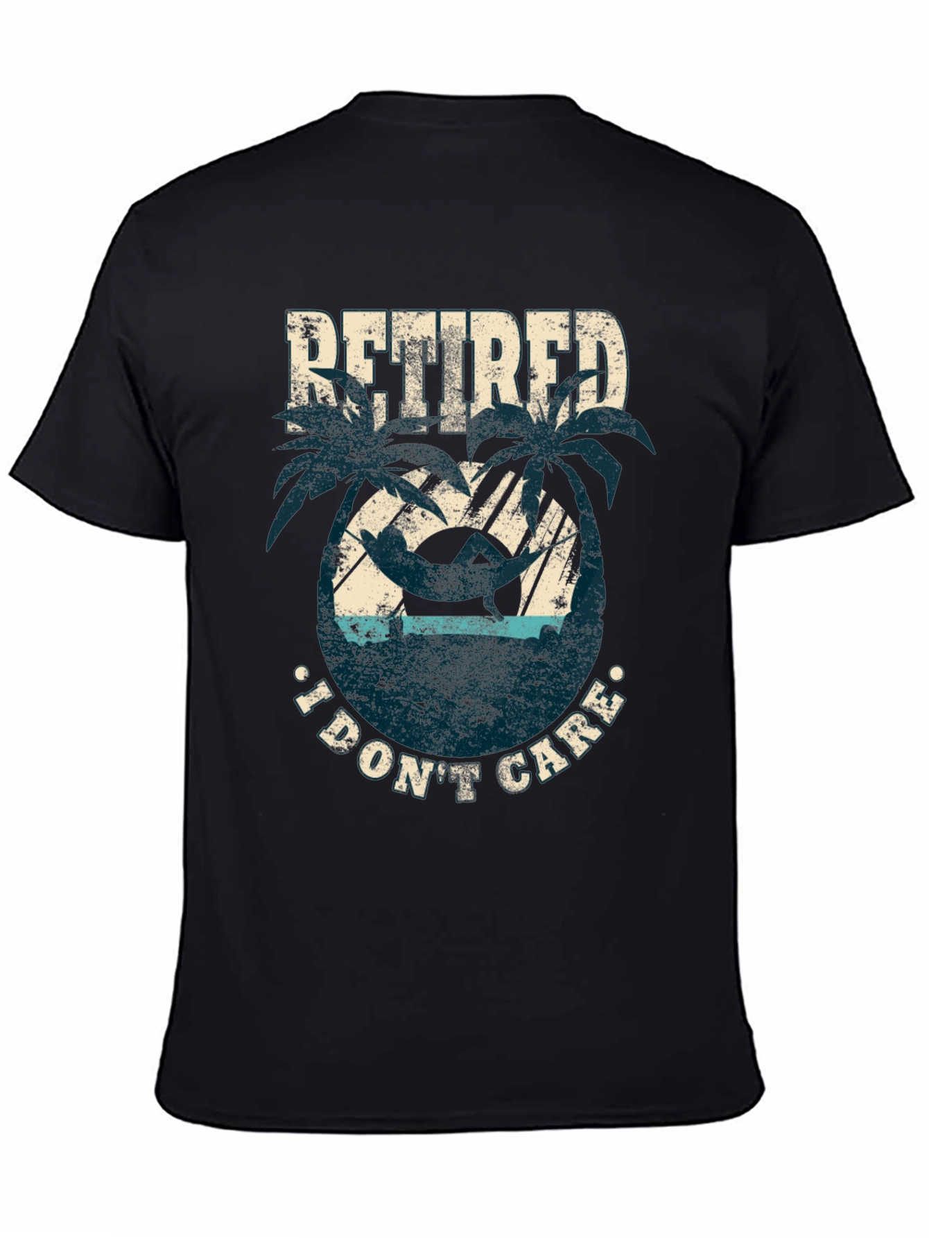 Retired I Dont Care Black Graphic Tee