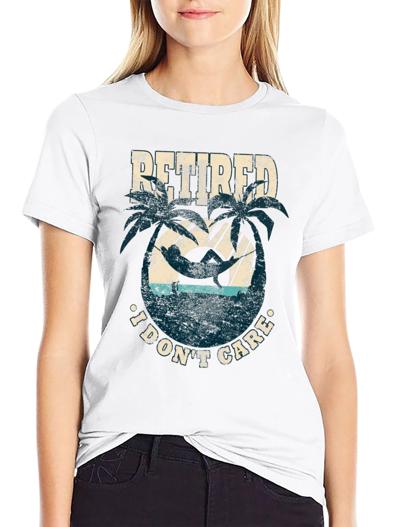 Retired I Dont Care Black Graphic Tee